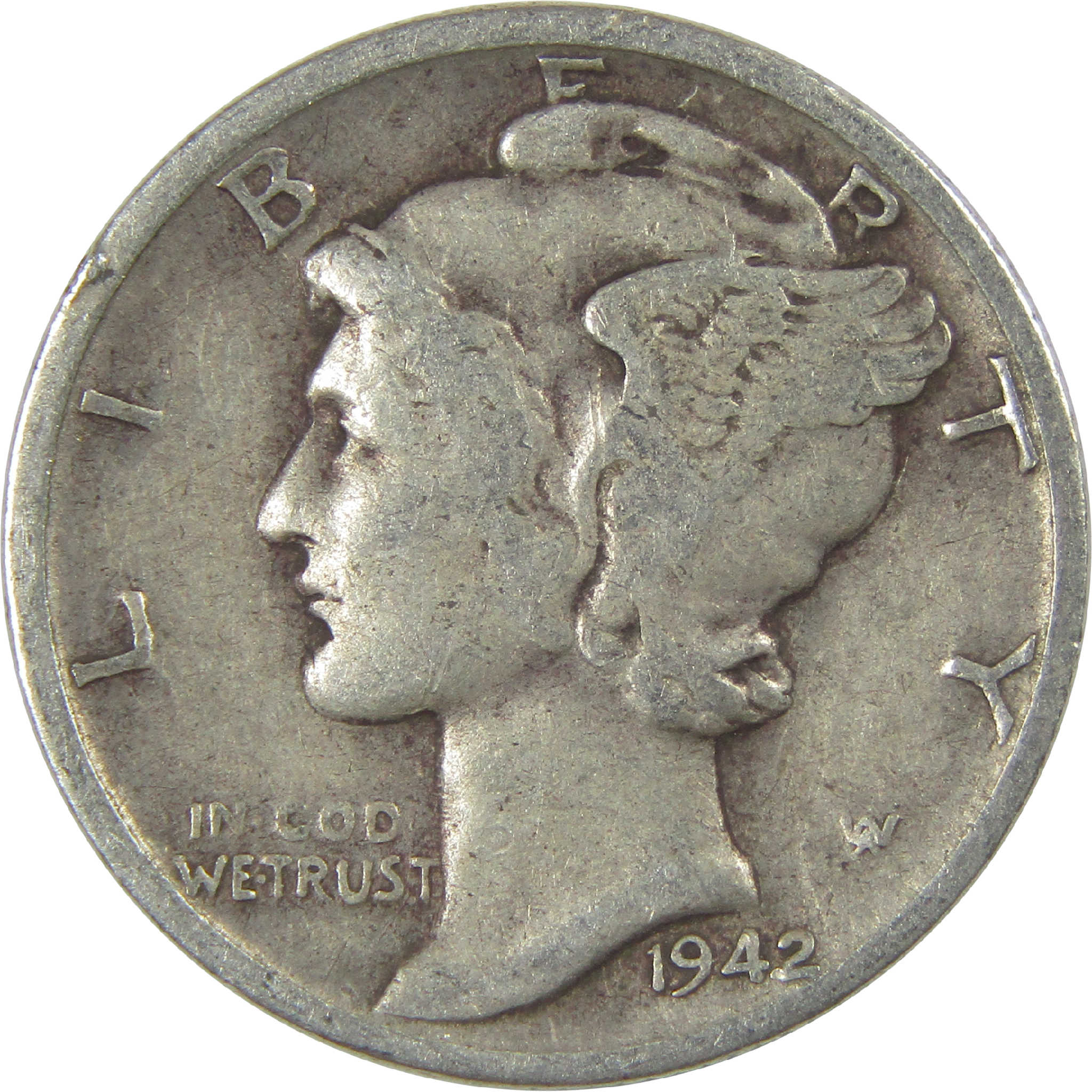 1942 D Mercury Dime Circulated Silver 10c Coin Collectible