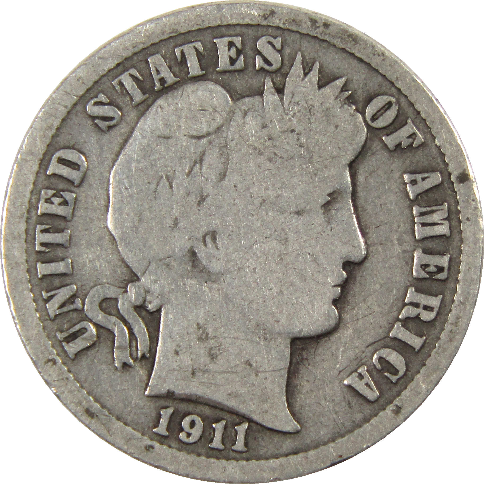 1911 Barber Dime G Good Silver 10c Coin