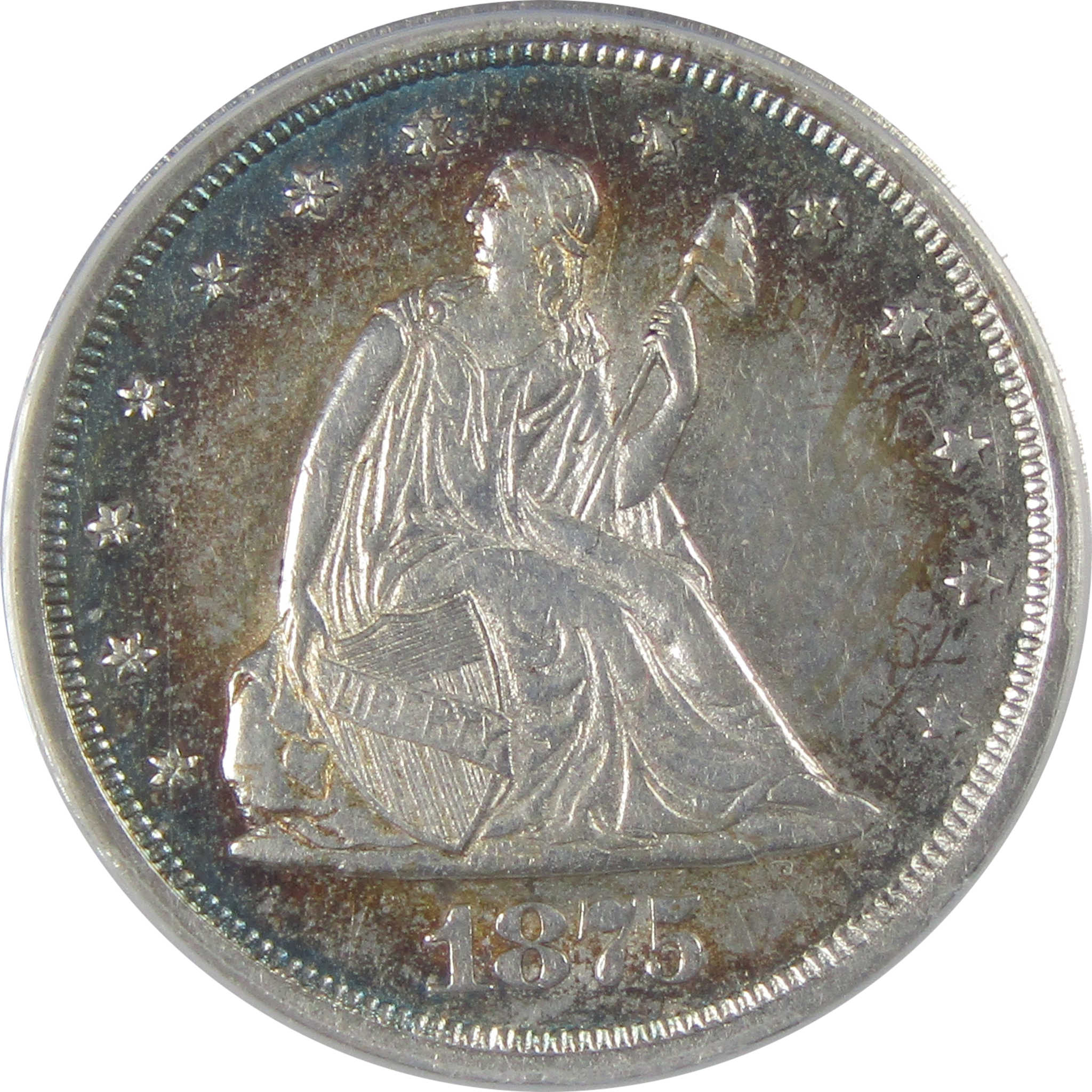 1875 S Seated Liberty Twenty Cent Piece AU 55 ANACS Silver SKU:CP142
