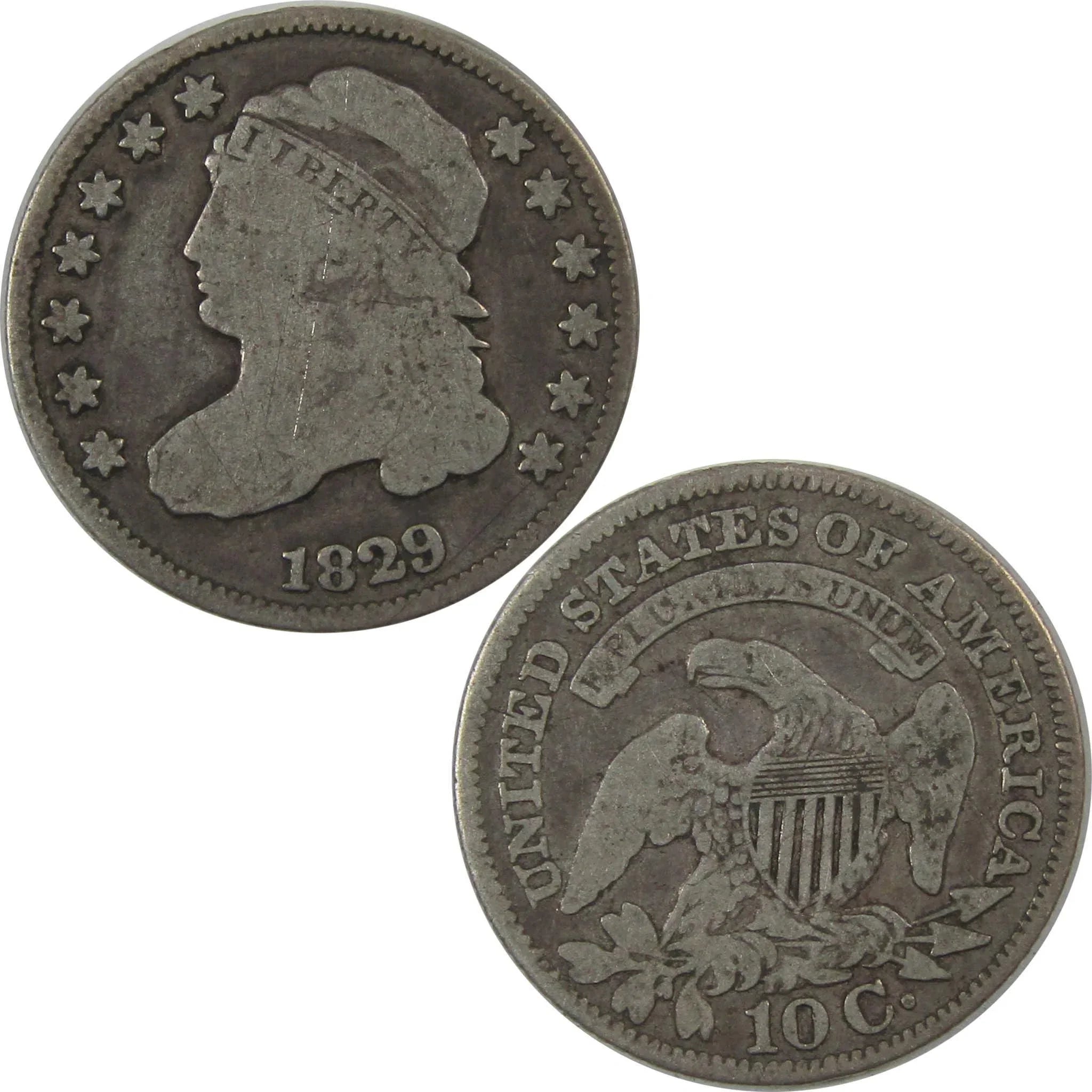 1829 Extra Large 10C Capped Bust Silver Dime VG Very Good SKU:I24648
