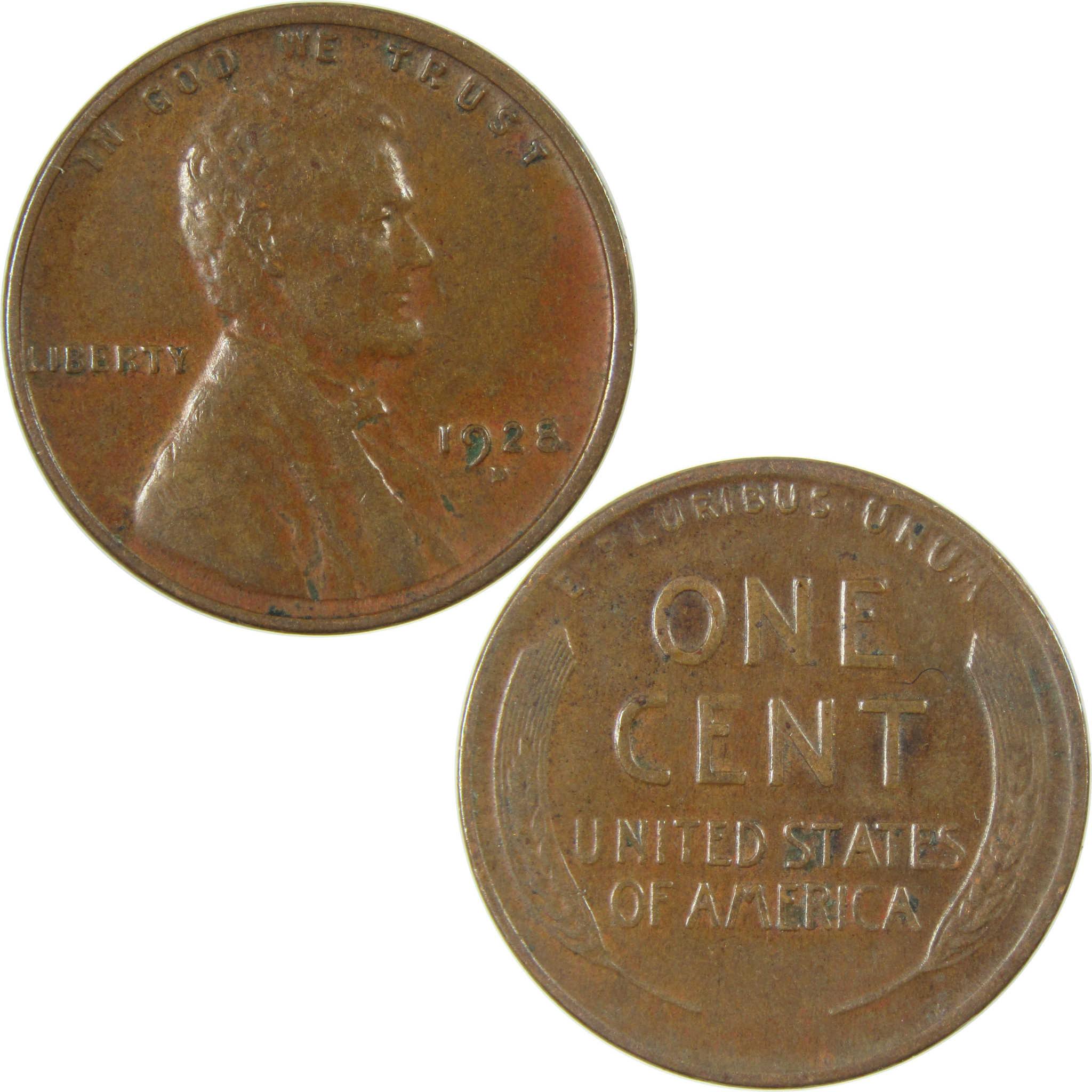 1928 D Lincoln Wheat Cent VF Very Fine Penny 1c Coin SKU:I27589