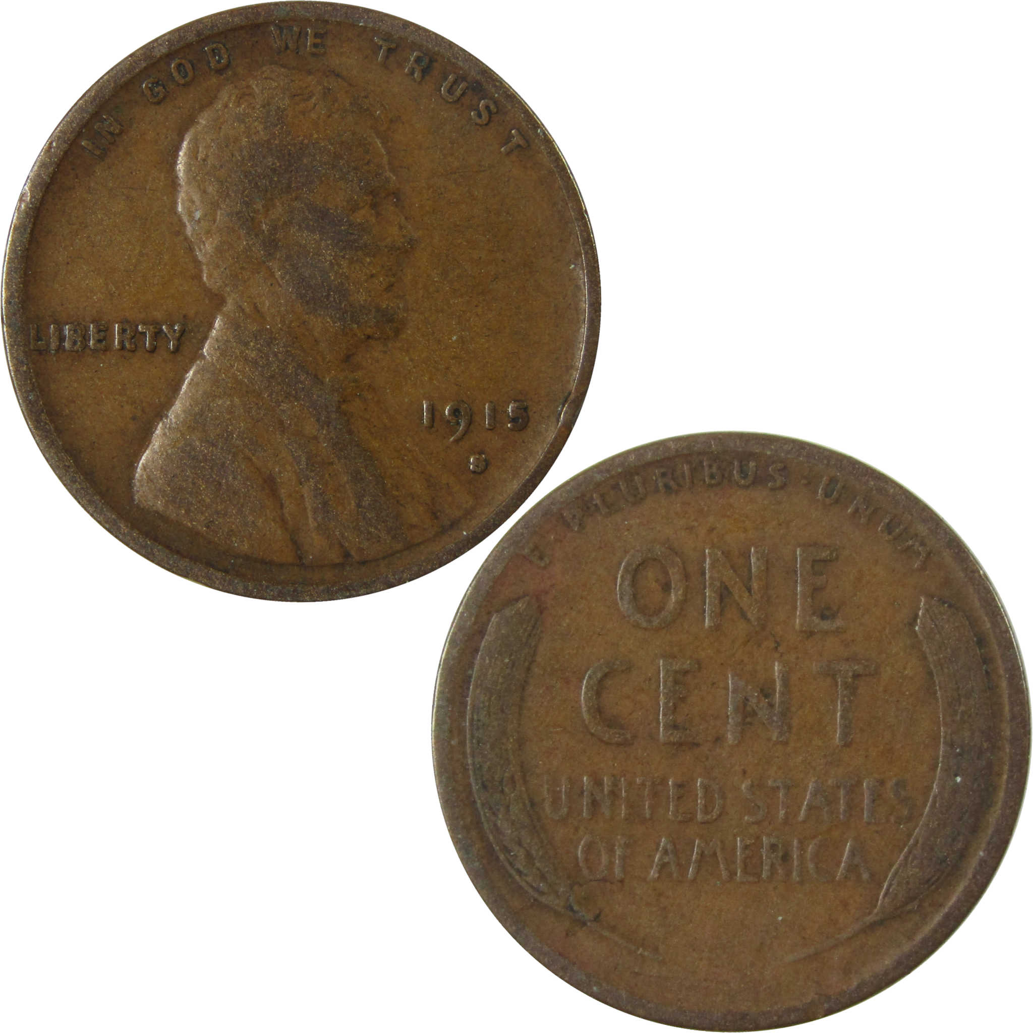 1915 S Lincoln Wheat Cent F Fine Penny 1c Coin SKU:I27672