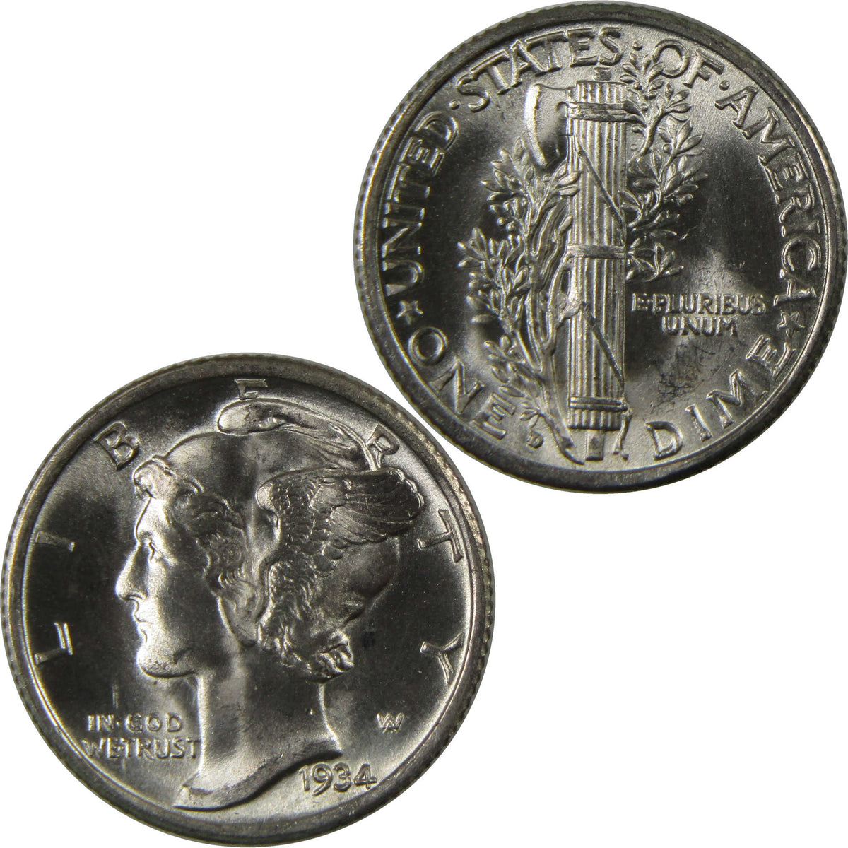 1934 D Mercury Silver Dime BU Choice Uncirculated Mint State 10c Coin