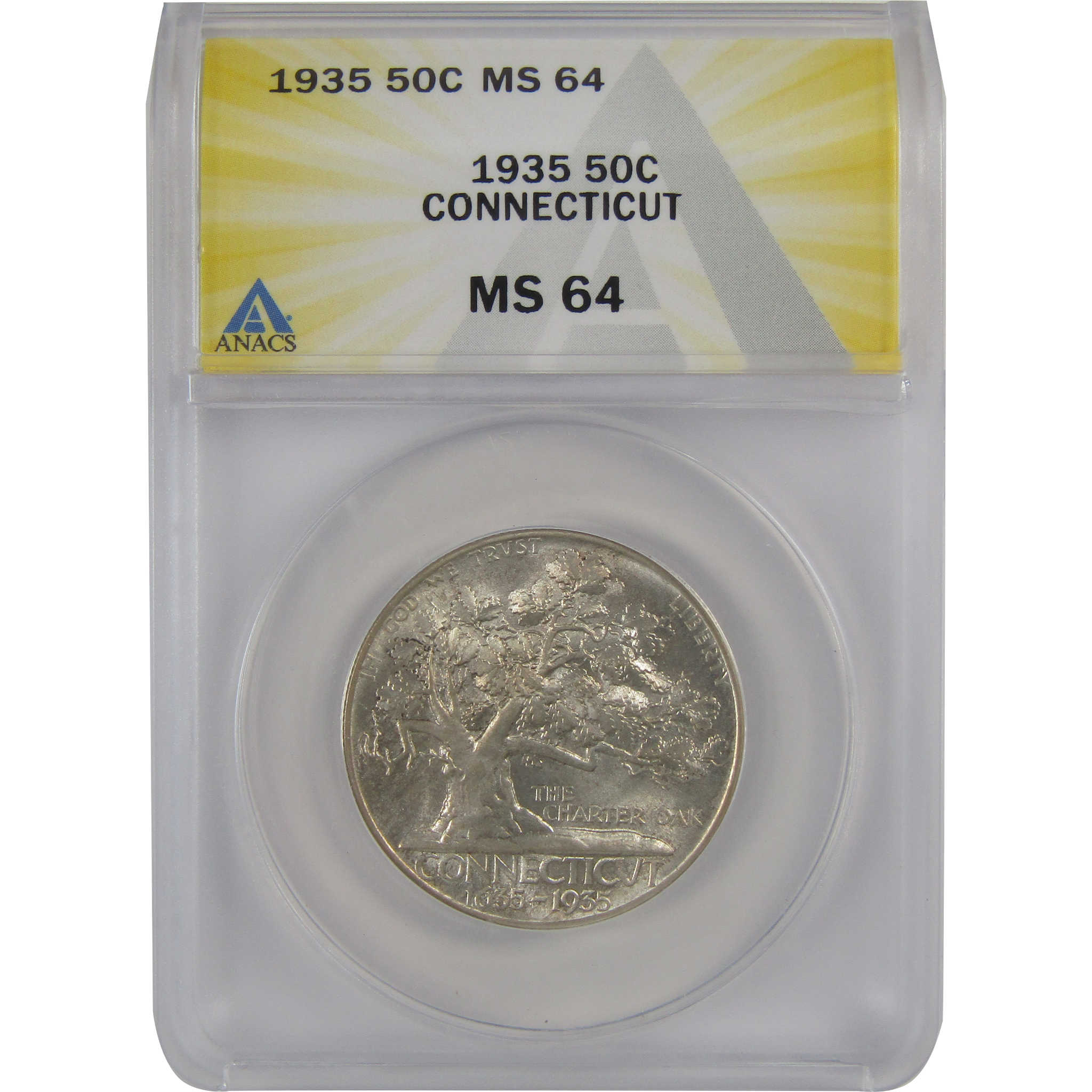Connecticut Tercentenary Commemorative 50Cr 1935 MS 64 ANACS SKU:CP166
