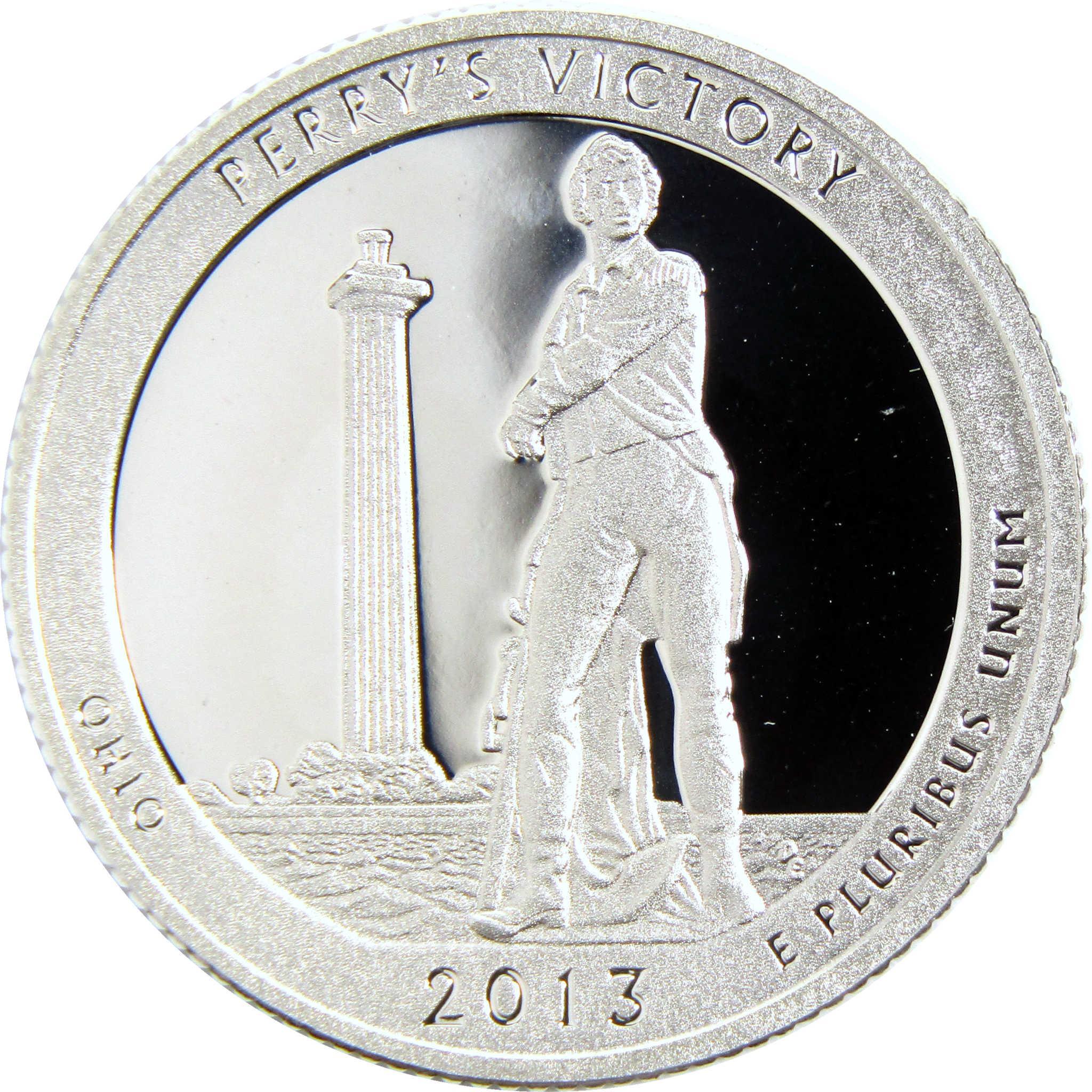 2013 Perry’s Victory silver coin with statue and monument, collectible coin