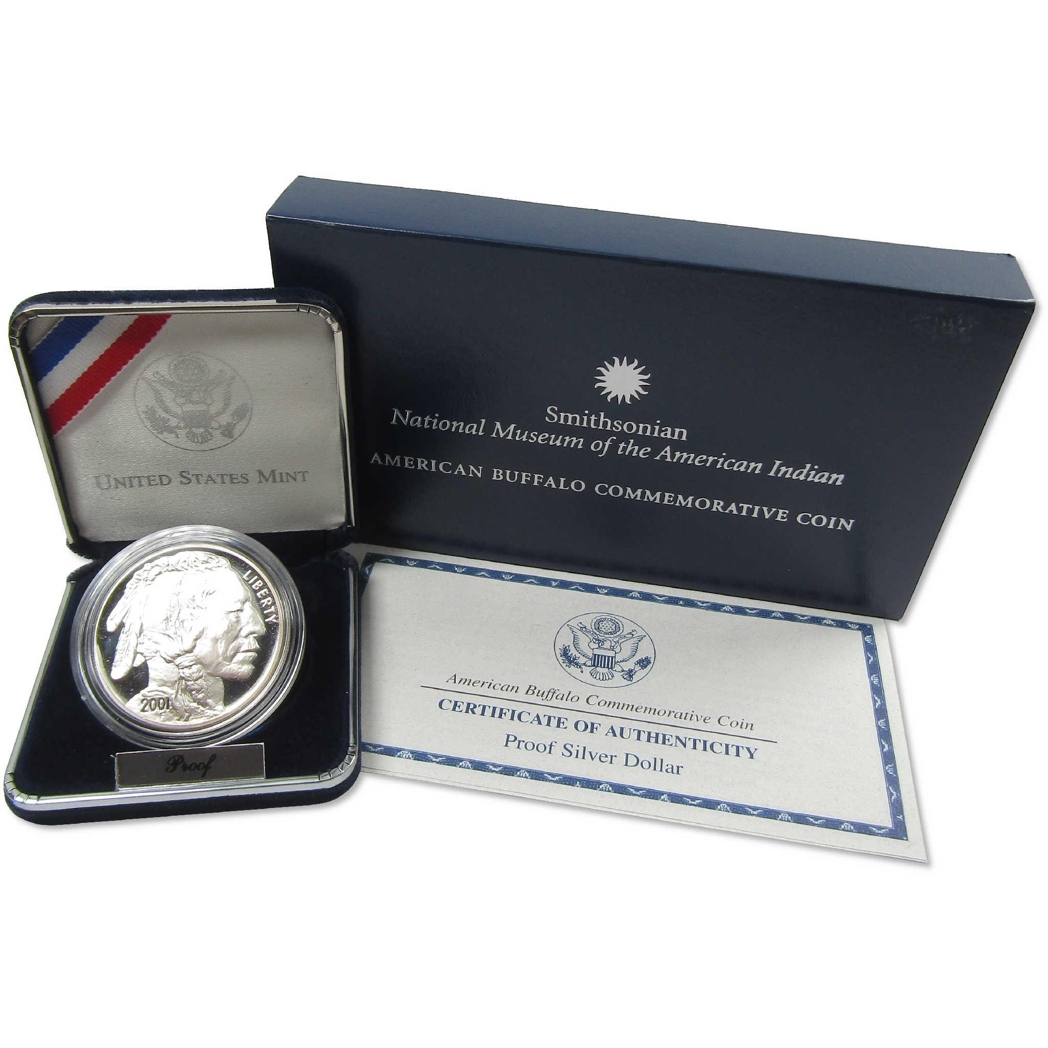 2001 P American Buffalo Commemorative Silver Dollar Proof OGP COA