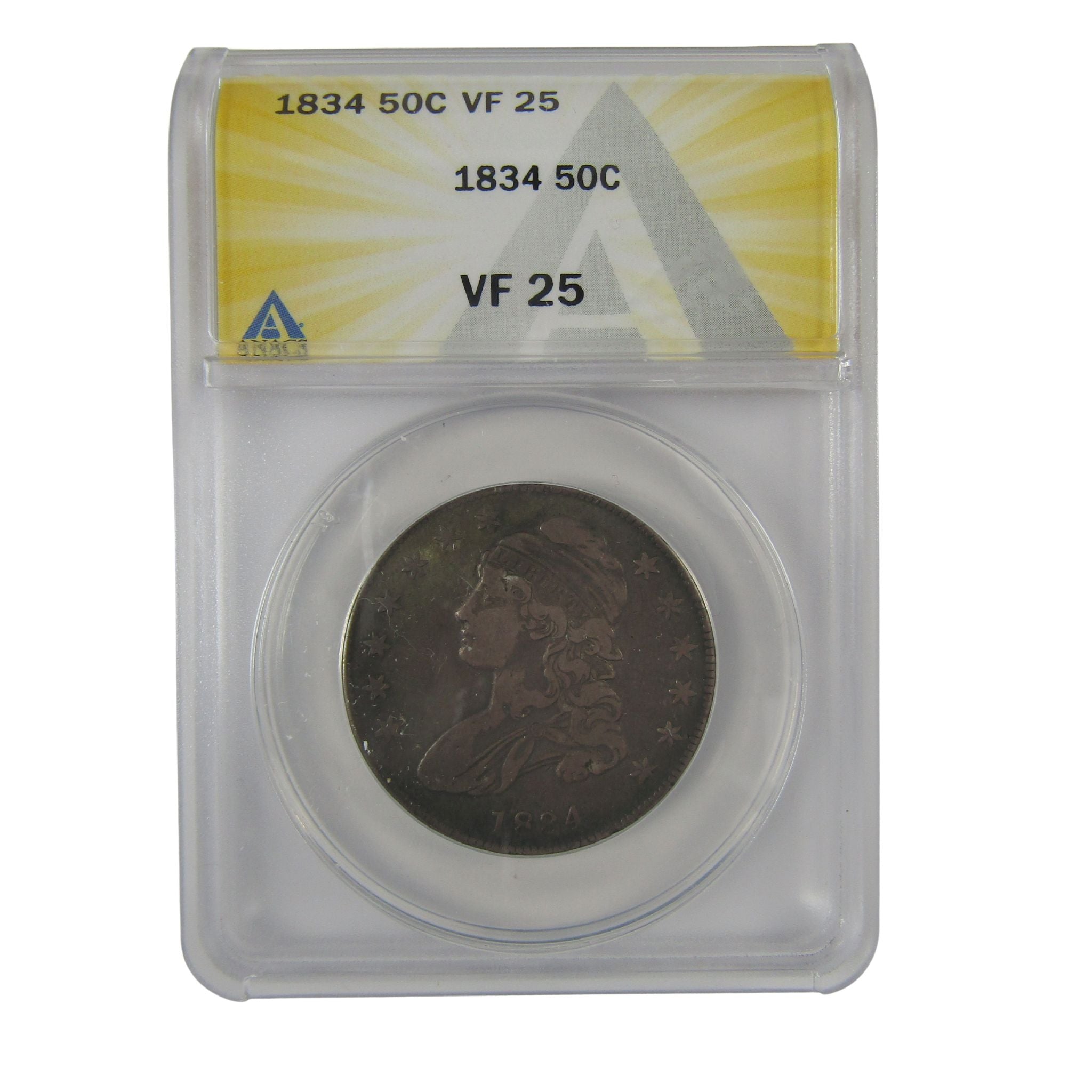 1834 Small Date Stars Letters Capped Bust 50C VF 25 ANACS SKU:I23032