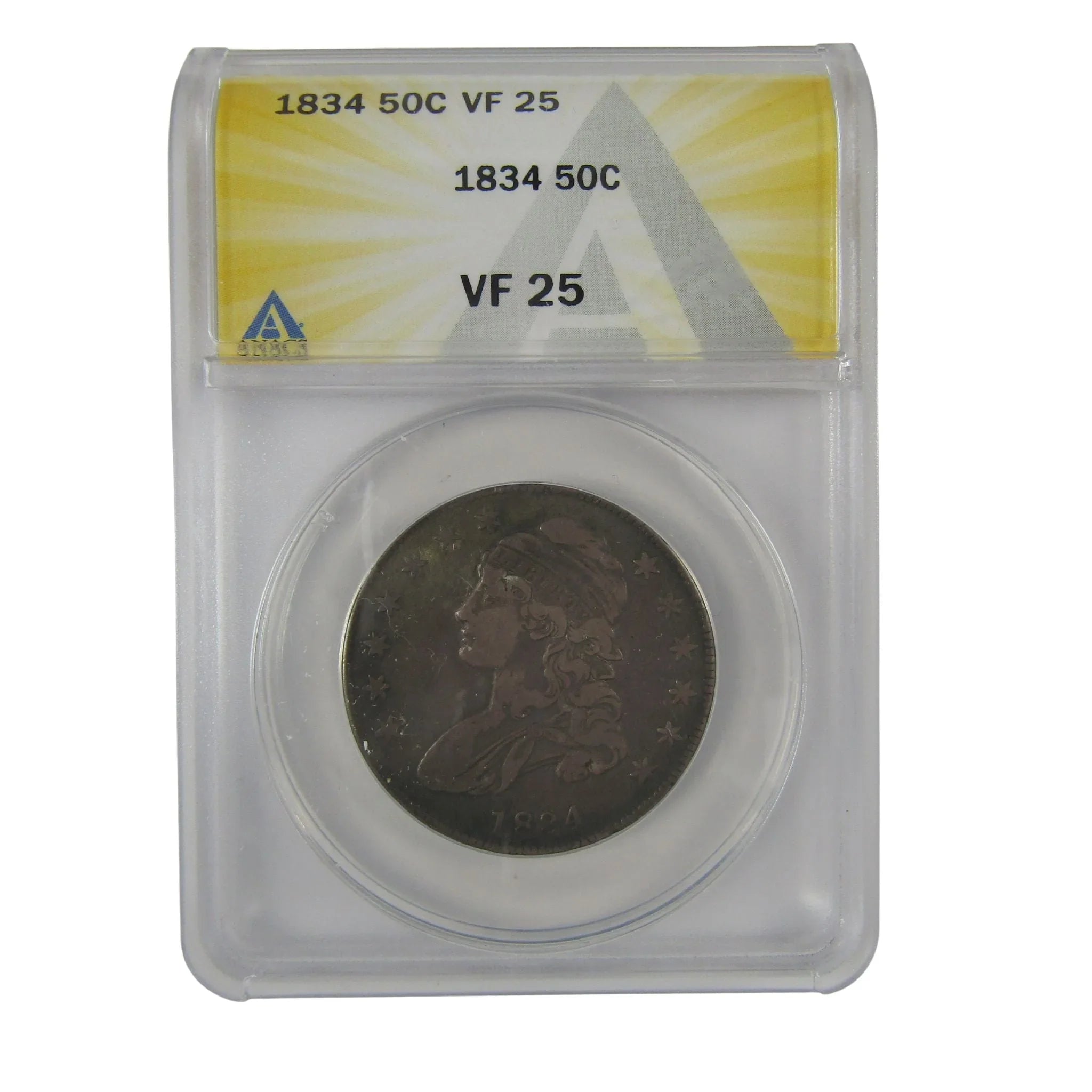 1834 Small Date Stars Letters Capped Bust 50C VF 25 ANACS SKU:I23032