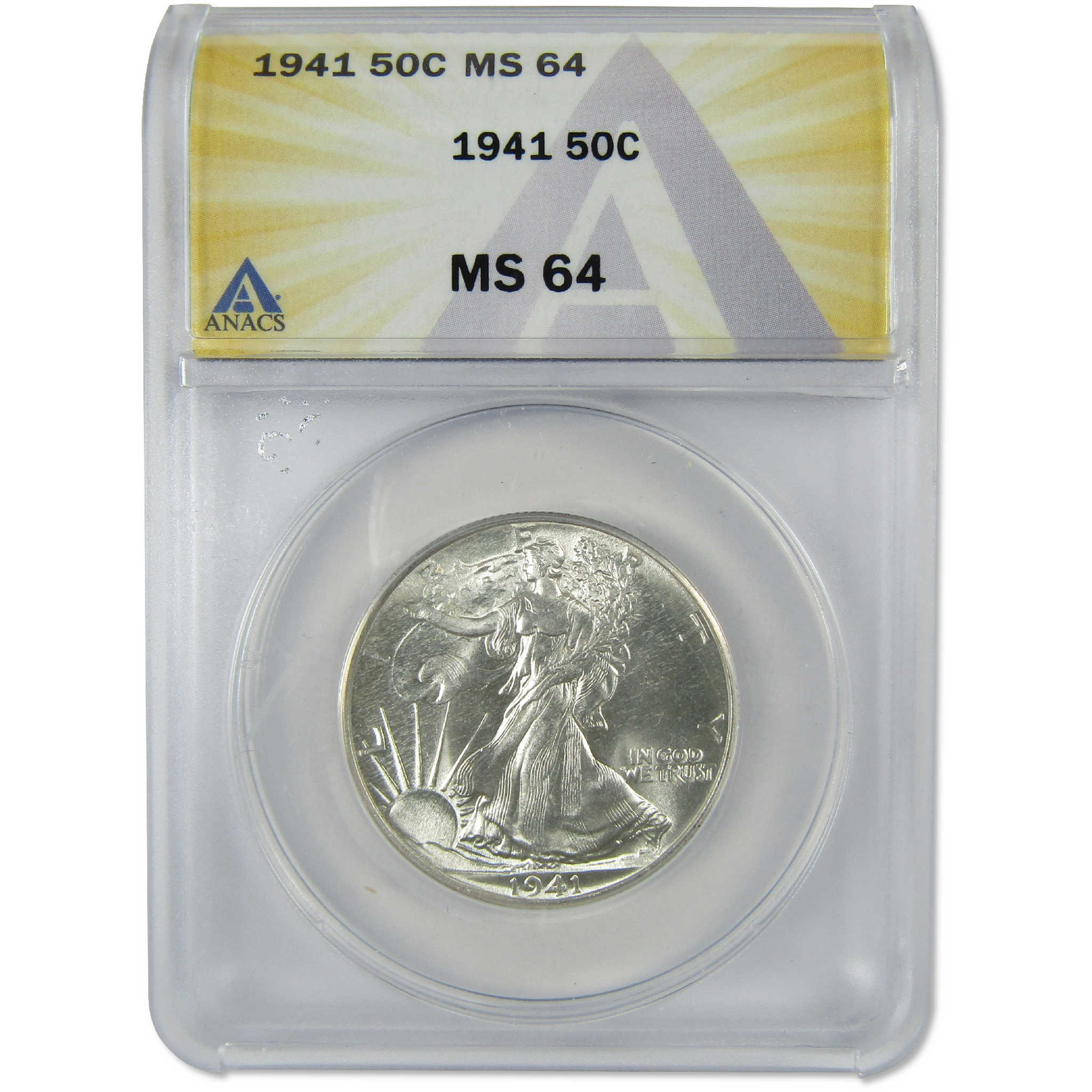1941 Liberty Walking Silver Half Dollar MS 64 ANACS Uncirculated