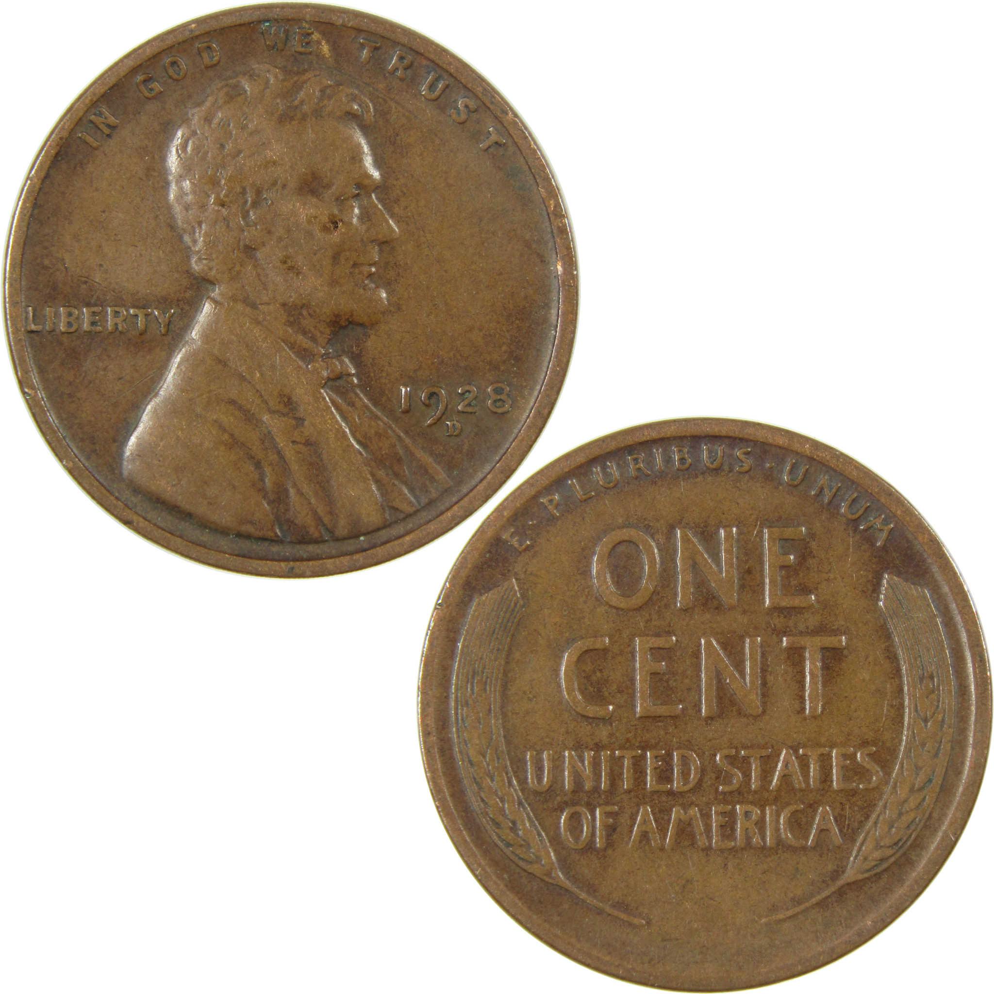 1928 D Lincoln Wheat Cent VF Very Fine Penny 1c Coin SKU:I27613