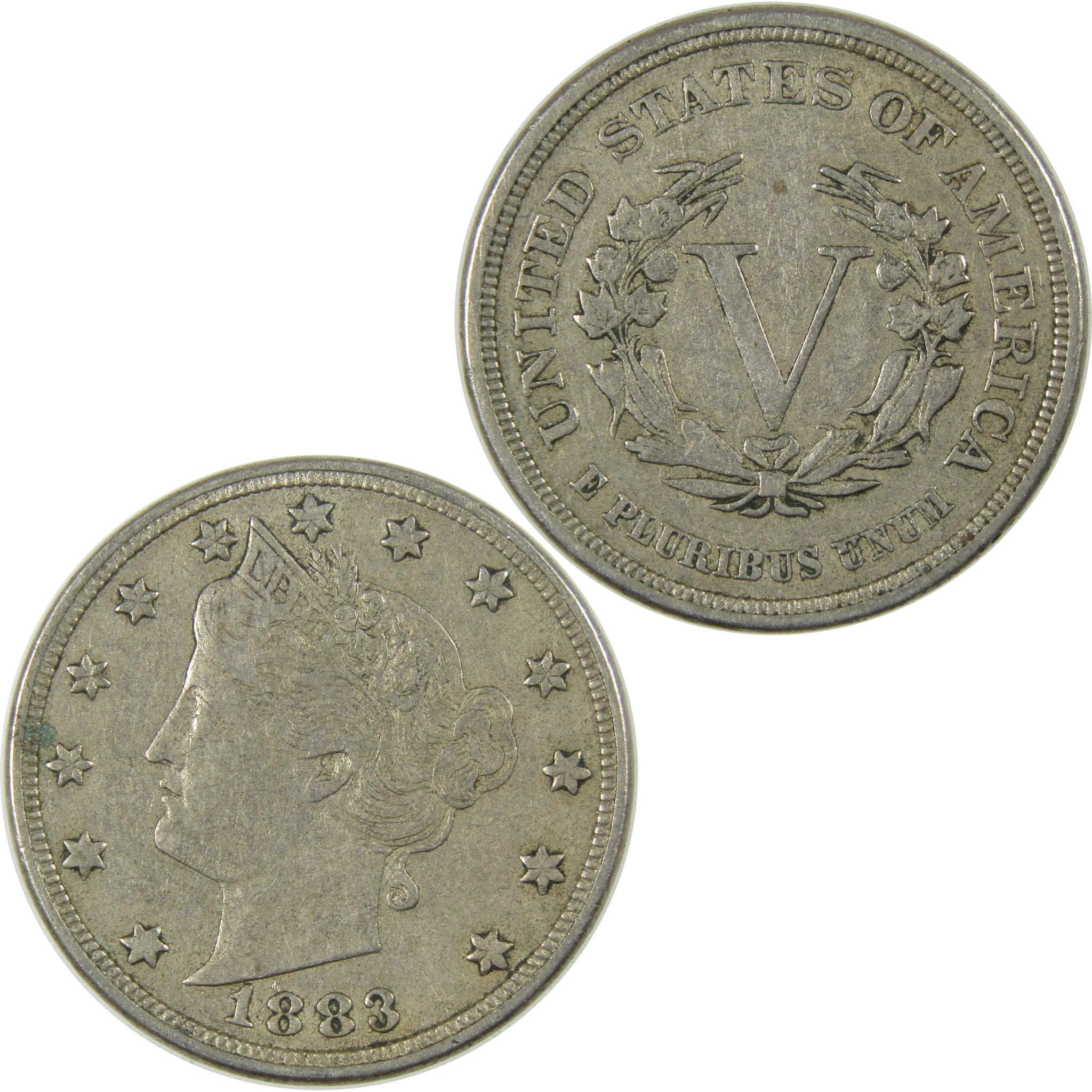 1883 No Cents Liberty Head V Nickel VF Very Fine 5c Coin SKU:I27241