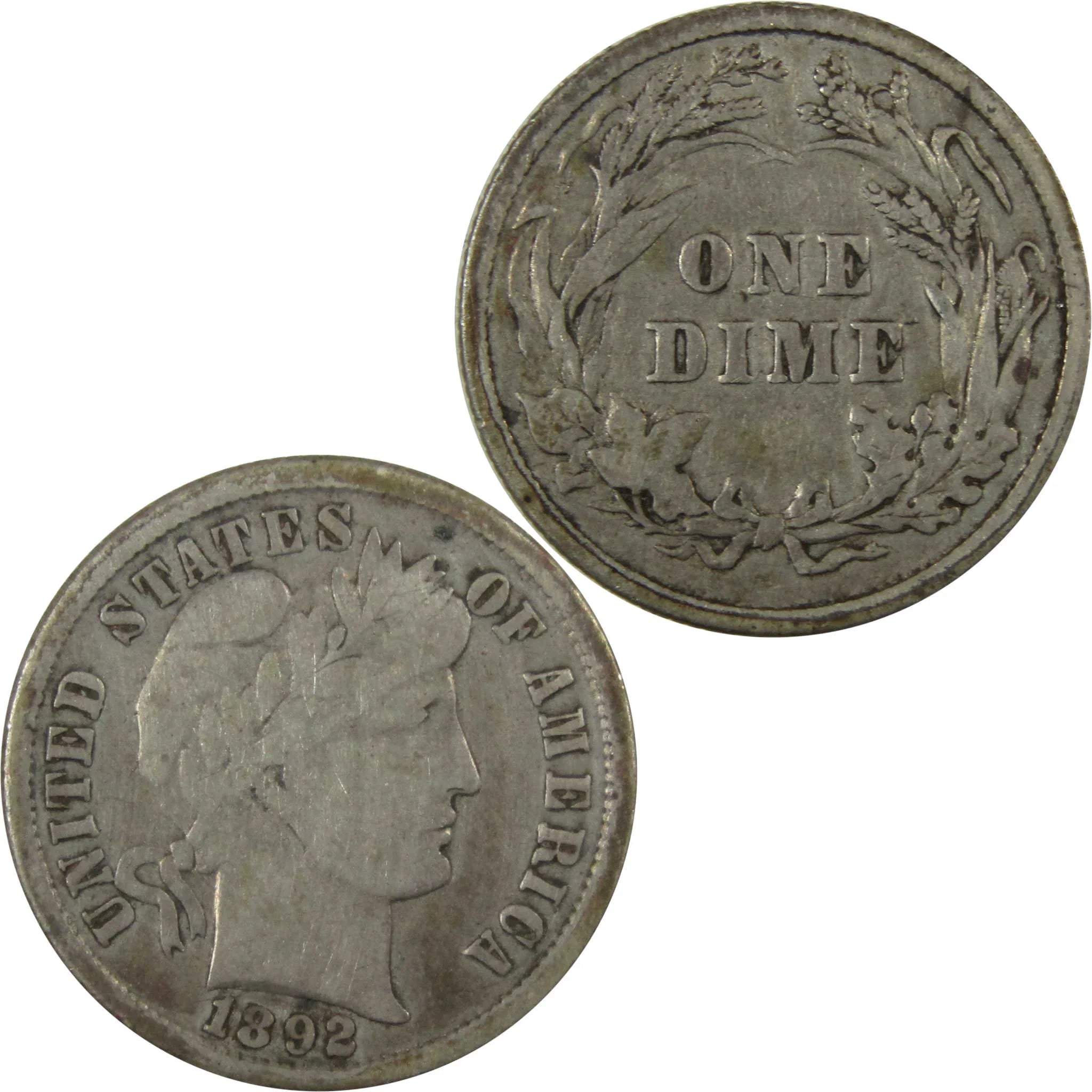 1892 Barber Silver Dime VG Very Good 10c Coin Collectible SKU:CP1350