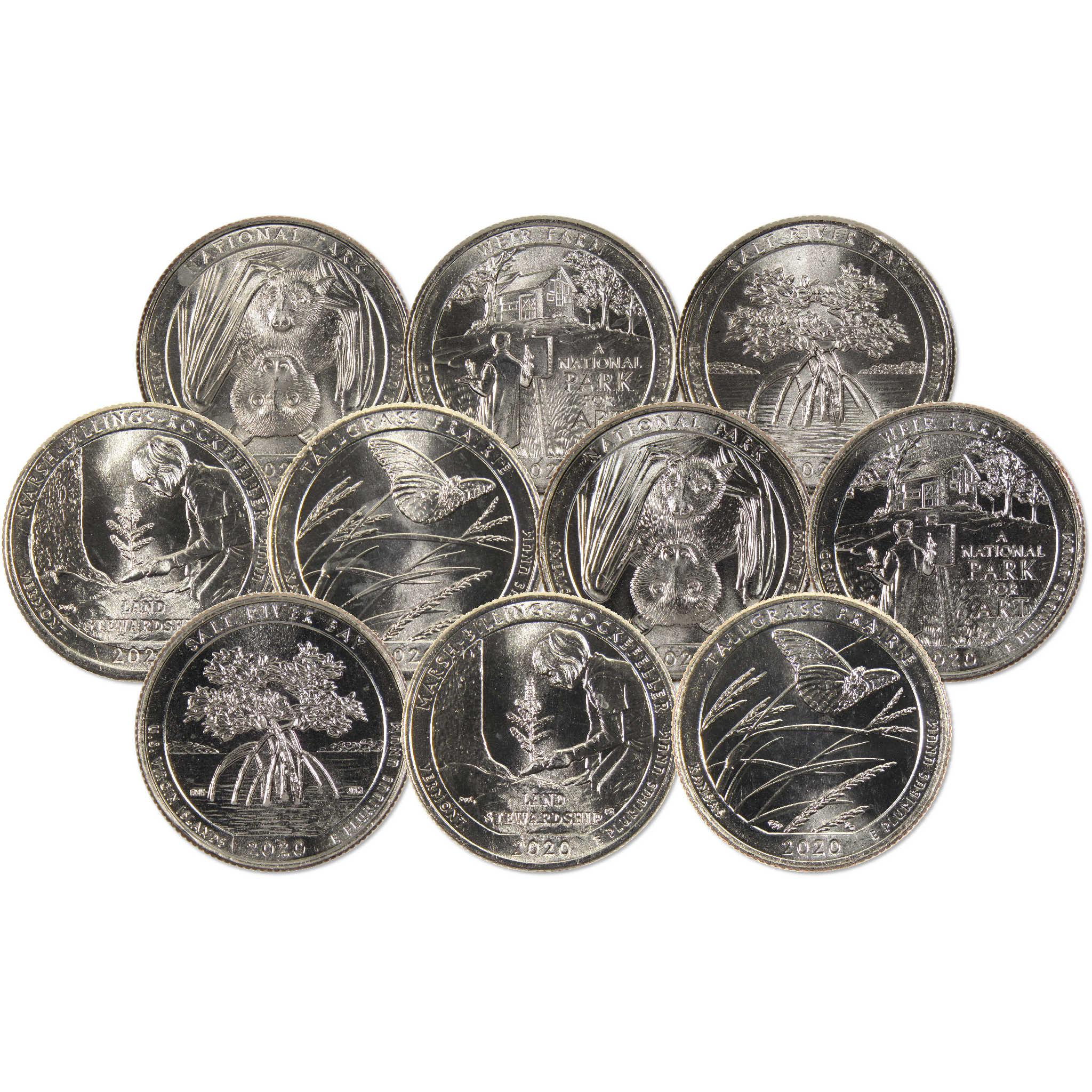 2020 P&D National Park Quarter 10 Coin Set Uncirculated