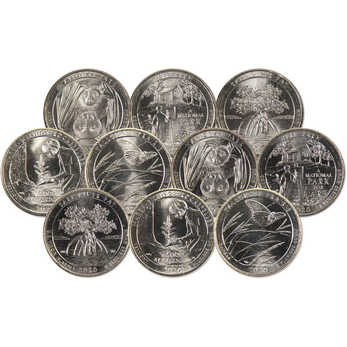 2020 P&D Quarter 10 Coin Set Clad Uncirculated Mint State