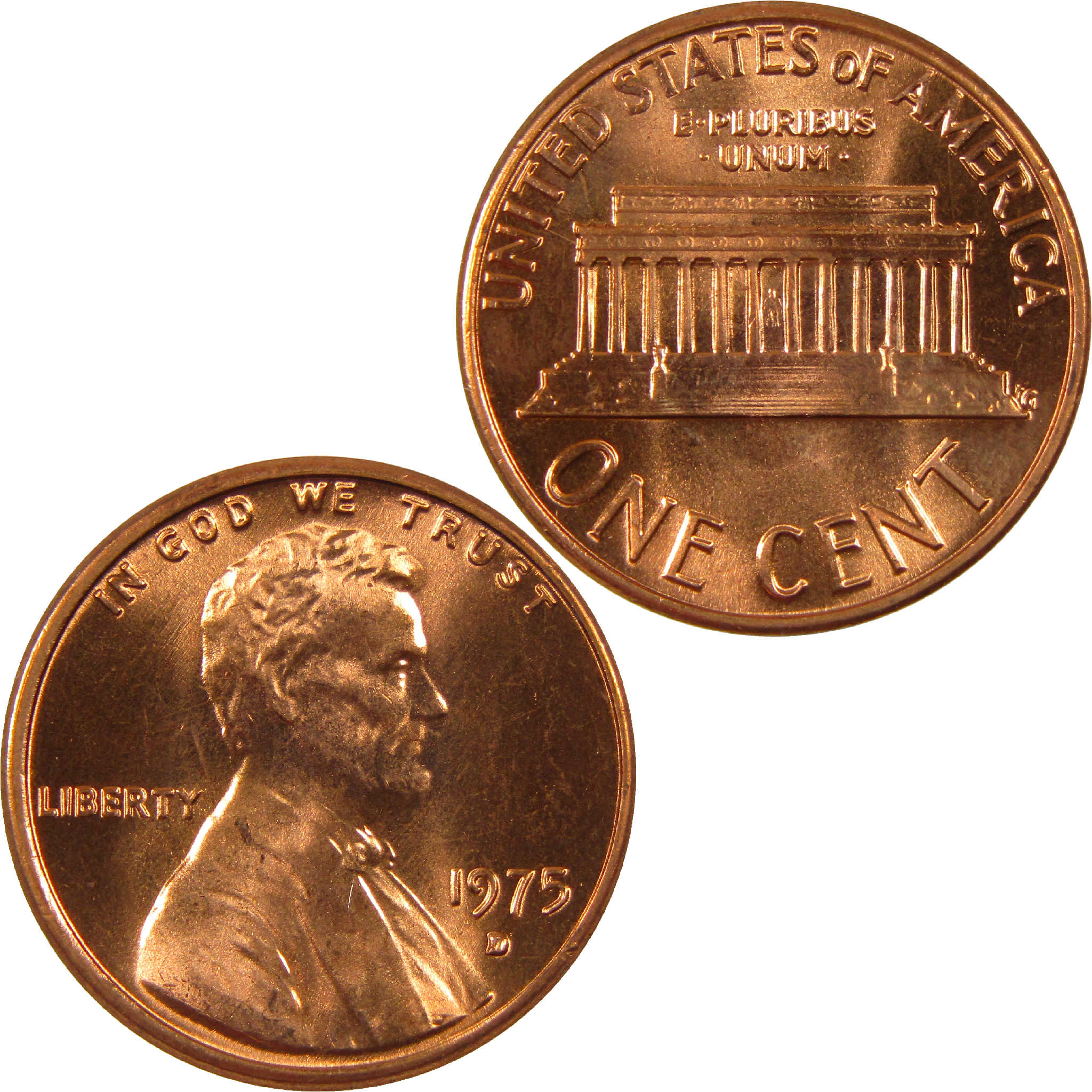 1975 D Lincoln Memorial Cent BU Uncirculated Penny 1c Coin
