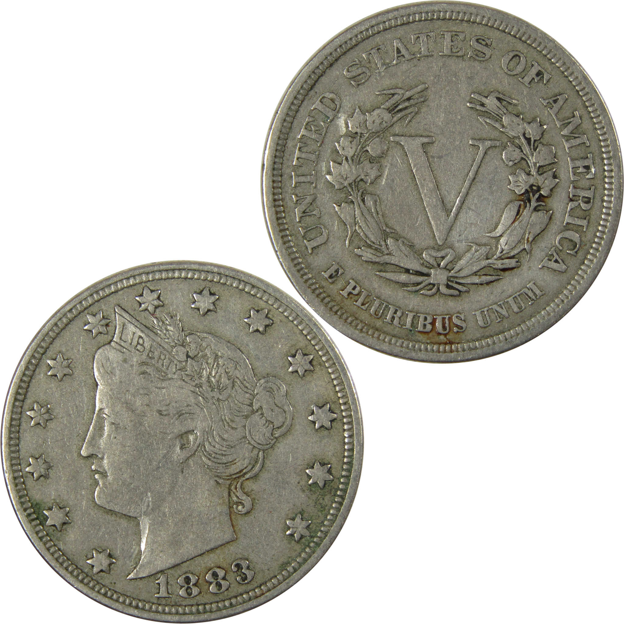 1883 No Cents Liberty Head V Nickel VF Very Fine 5c Coin SKU:I26523