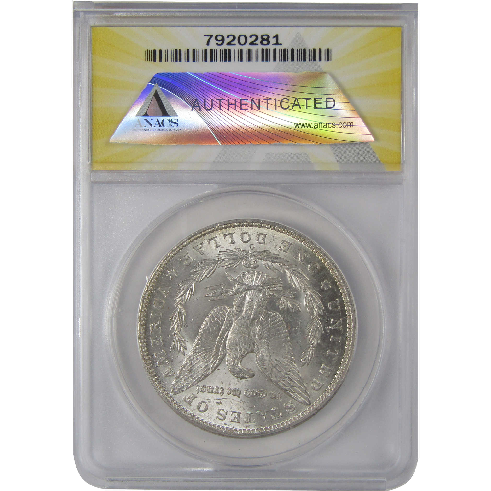 1885 O Morgan Dollar MS 62 ANACS Silver Toned Obverse SKU:CP181