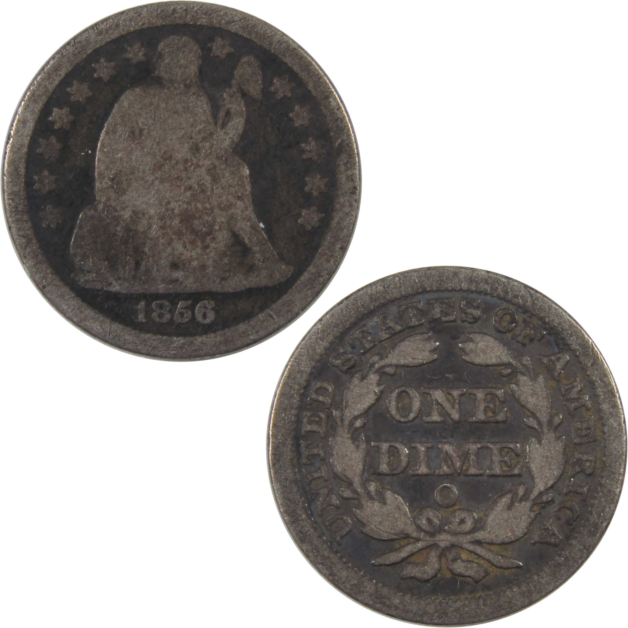 1856 O Seated Liberty Dime G Good Silver 10c Coin SKU:I18813