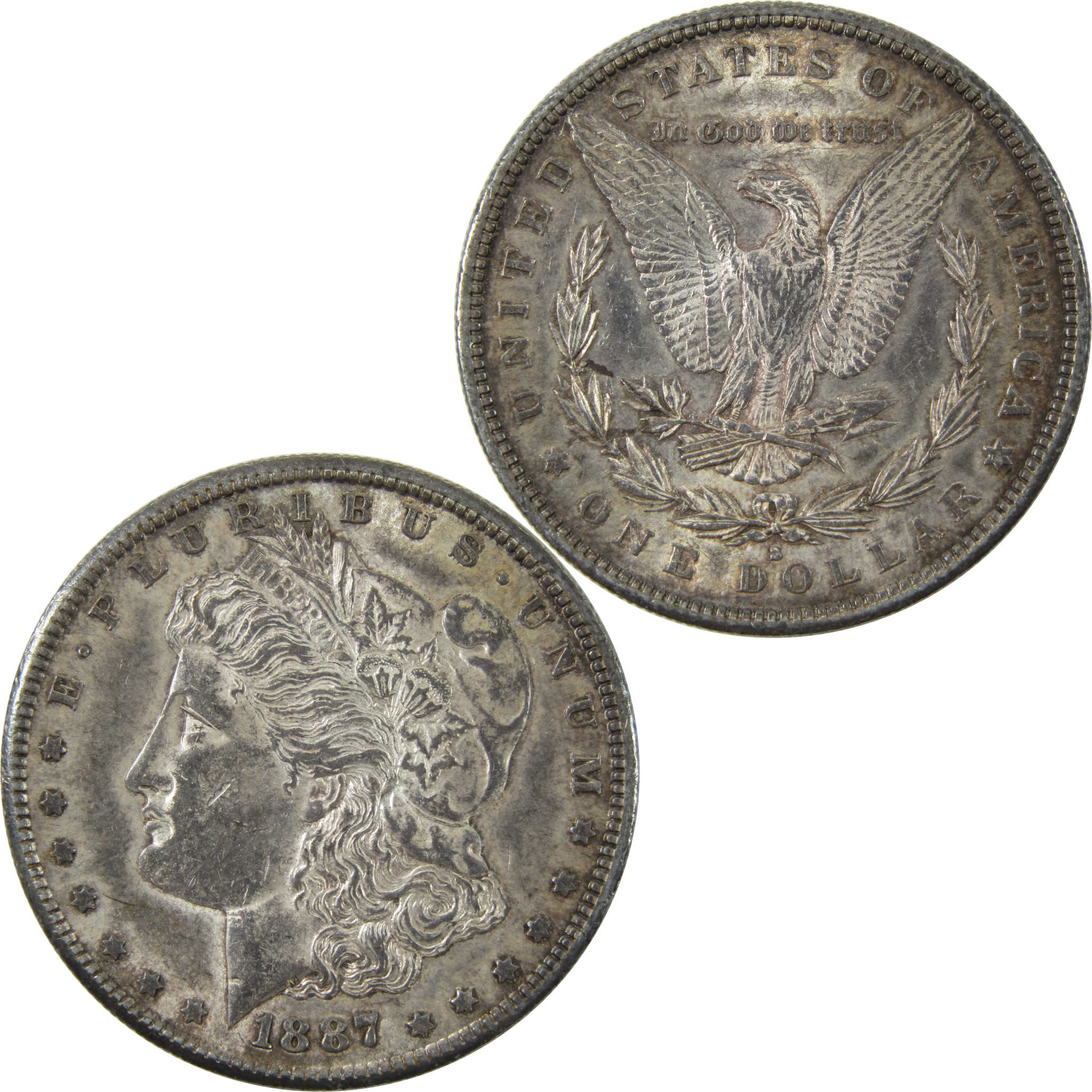 1887 S Morgan Dollar AU About Uncirculated Silver $1 Coin SKU:I14194 - Morgan coin - Morgan silver dollar - Morgan silver dollar for sale - Profile Coins & Collectibles