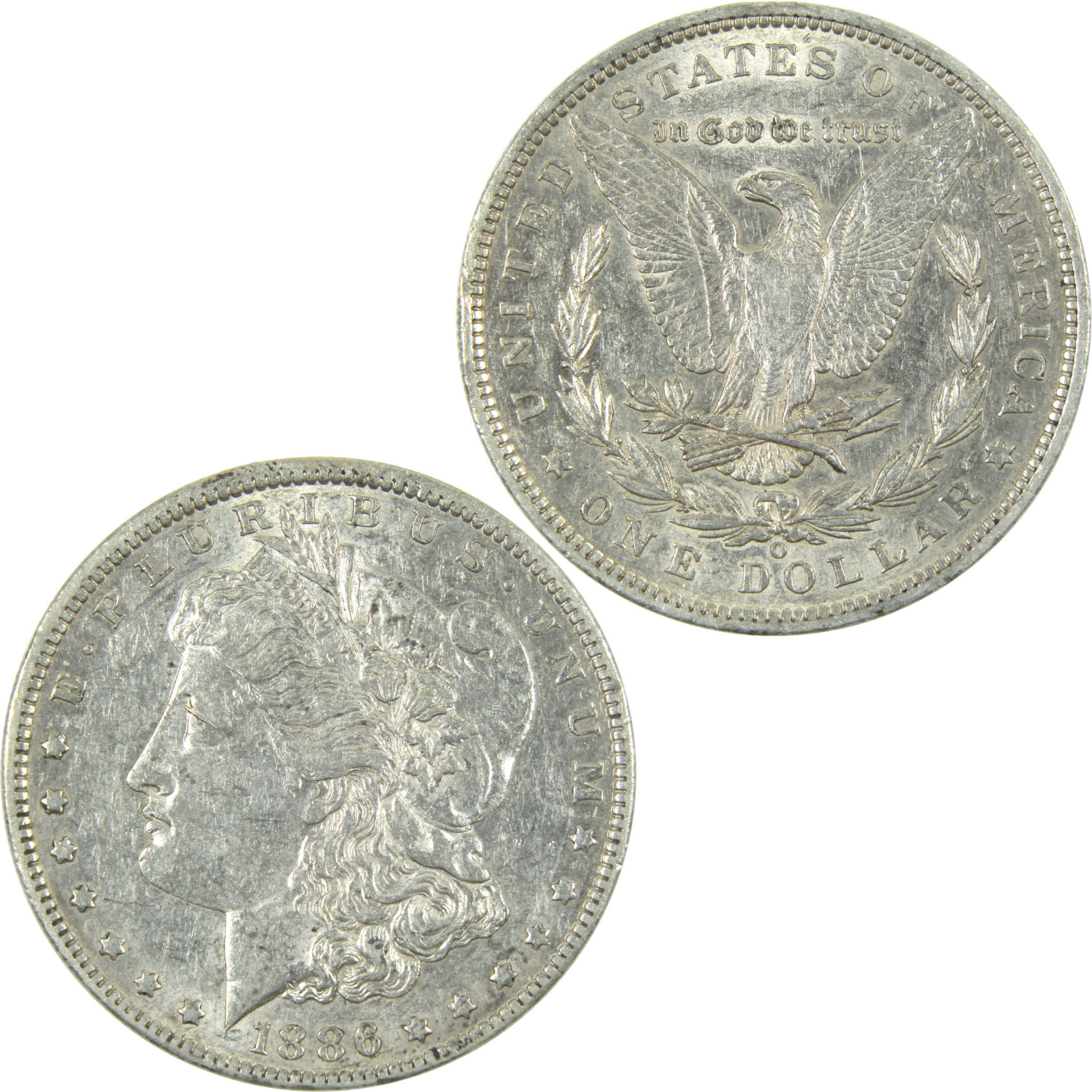 1886 Morgan Dollar AU About Uncirculated Silver $1 Coin SKU:I14448 - Morgan coin - Morgan silver dollar - Morgan silver dollar for sale - Profile Coins & Collectibles