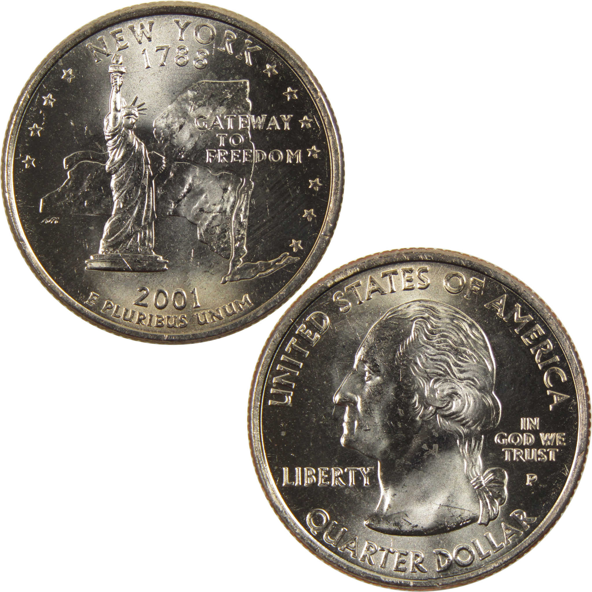 2001 P New York State Quarter BU Uncirculated Clad 25c Coin