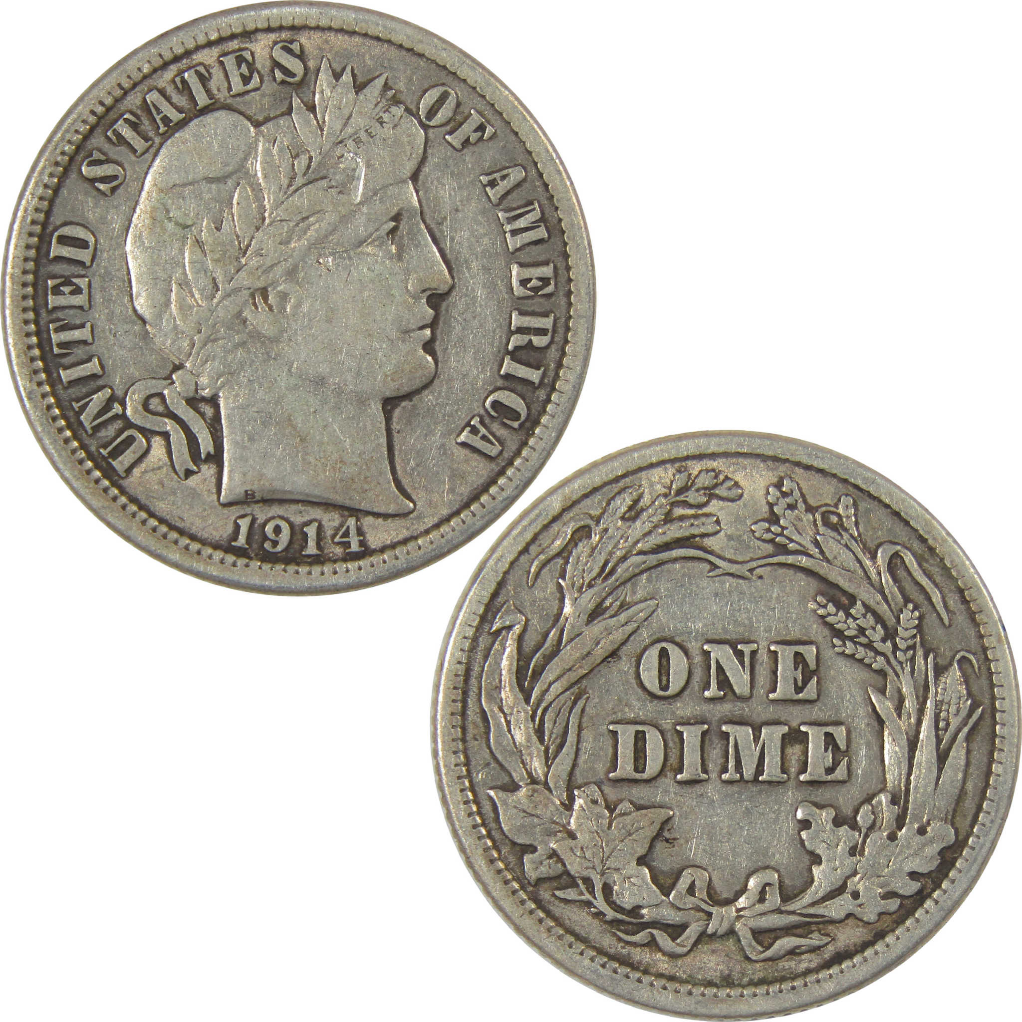 1914 Barber Dime XF EF Extremely Fine Silver 10c Coin SKU:I23842