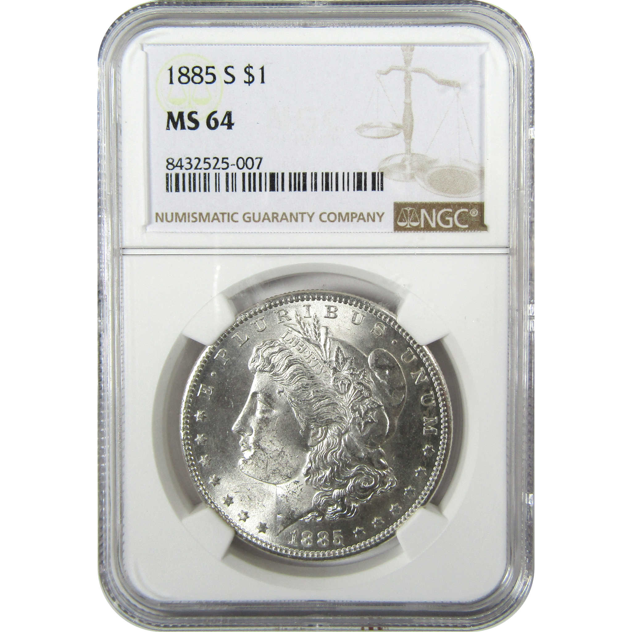 1885 S Morgan Silver Dollar MS 64 NGC Uncirculated $1 Coin SKU:I26025