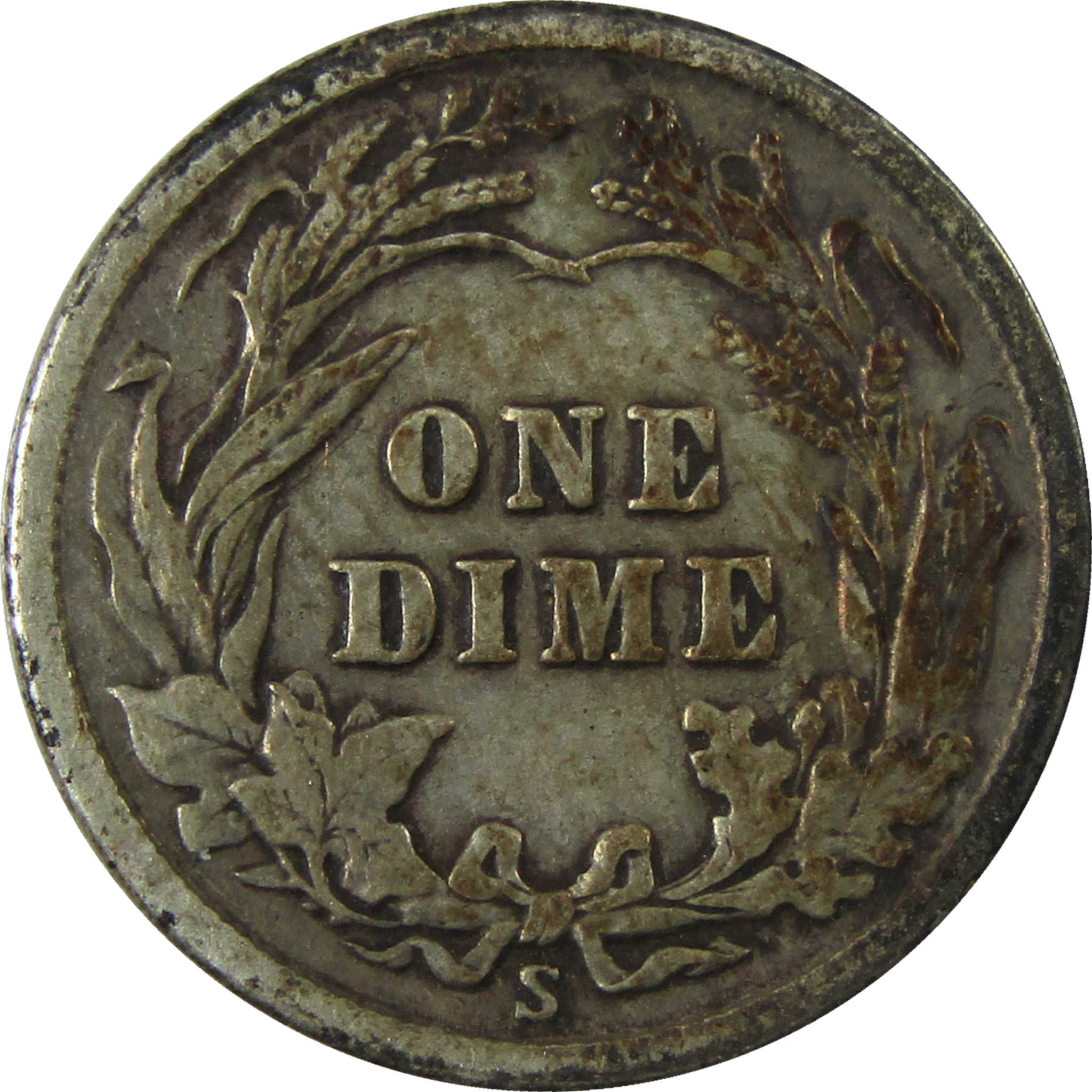 1914 S Barber Silver Dime F Fine 10c Coin SKU:I26066