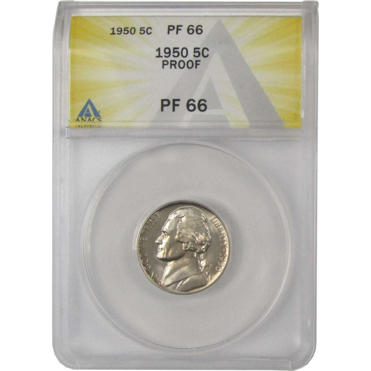 1950 Jefferson Nickel PF 66 ANACS Proof 5c Coin Collectible SKU:I28768