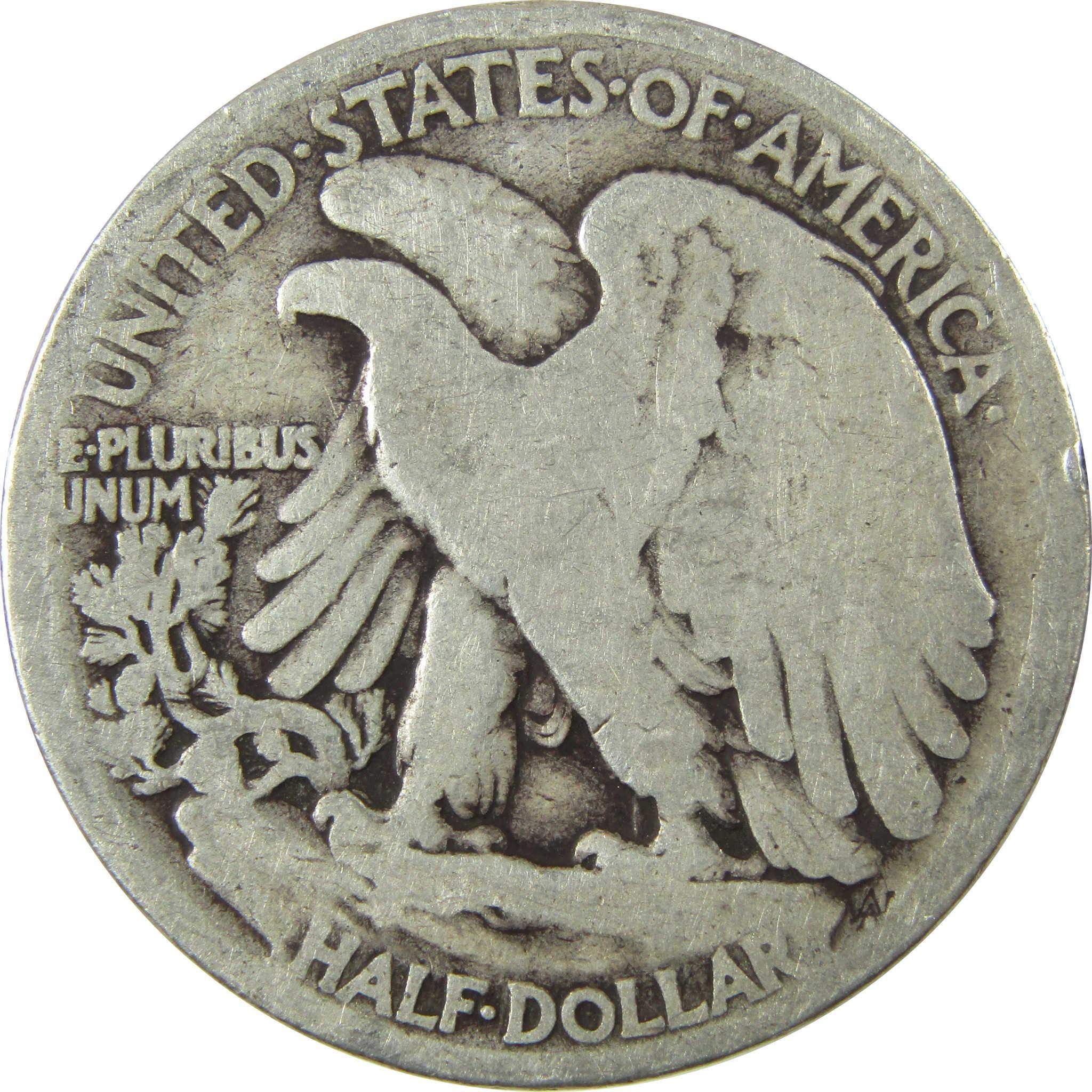1916 D Liberty Walking Silver Half Dollar AG About Good SKU:CP1461