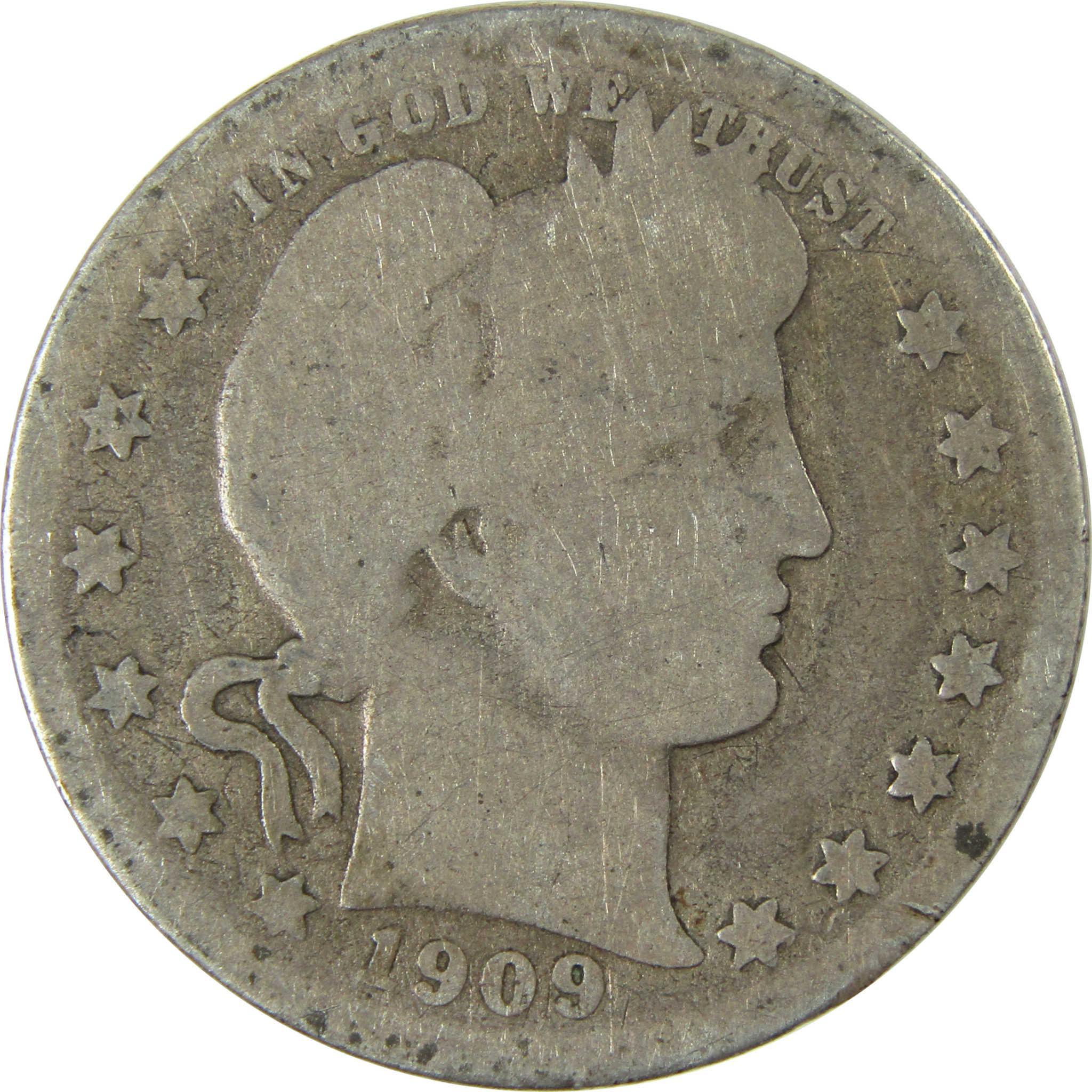 1909 O Barber Silver Quarter AG About Good 25c Coin SKU:CP885
