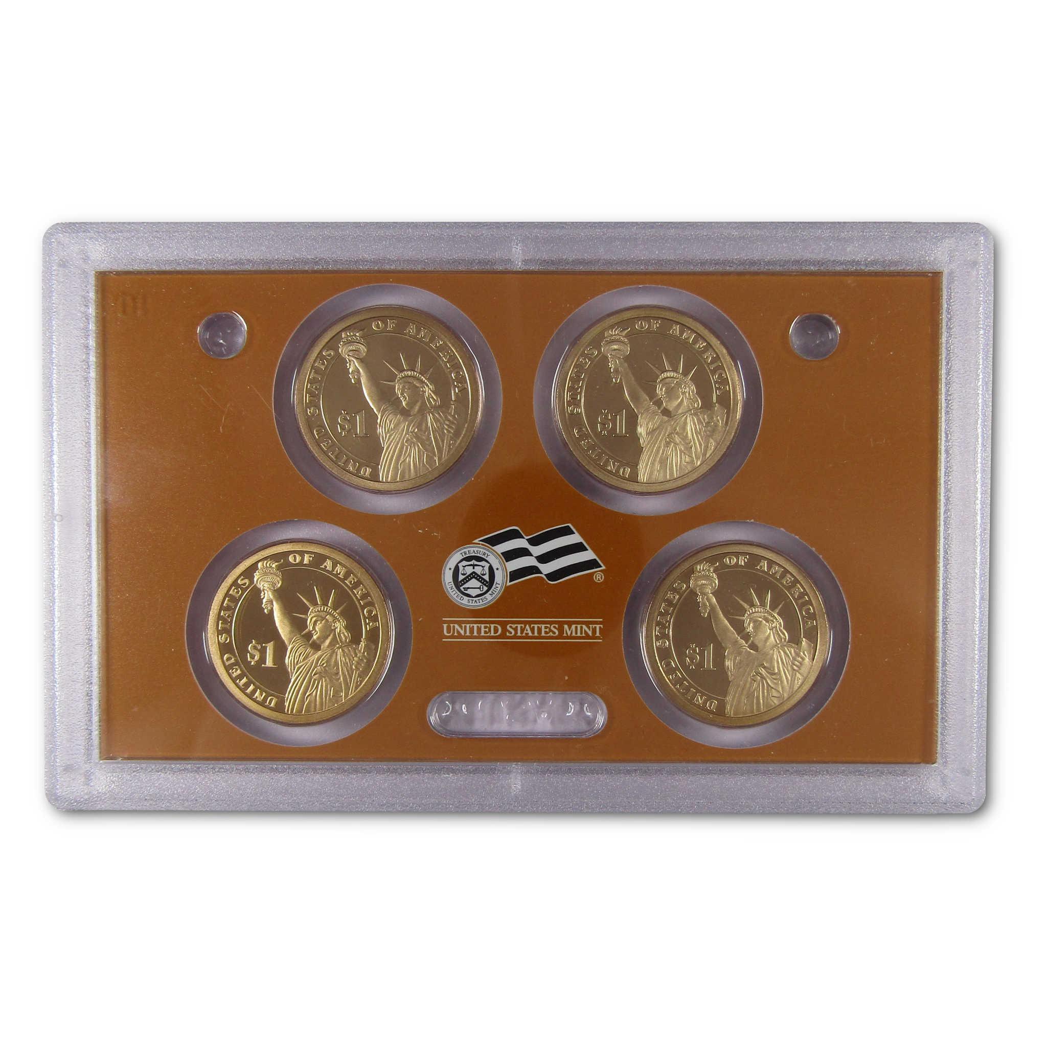 United States Mint collectible $1 coins set in protective display case