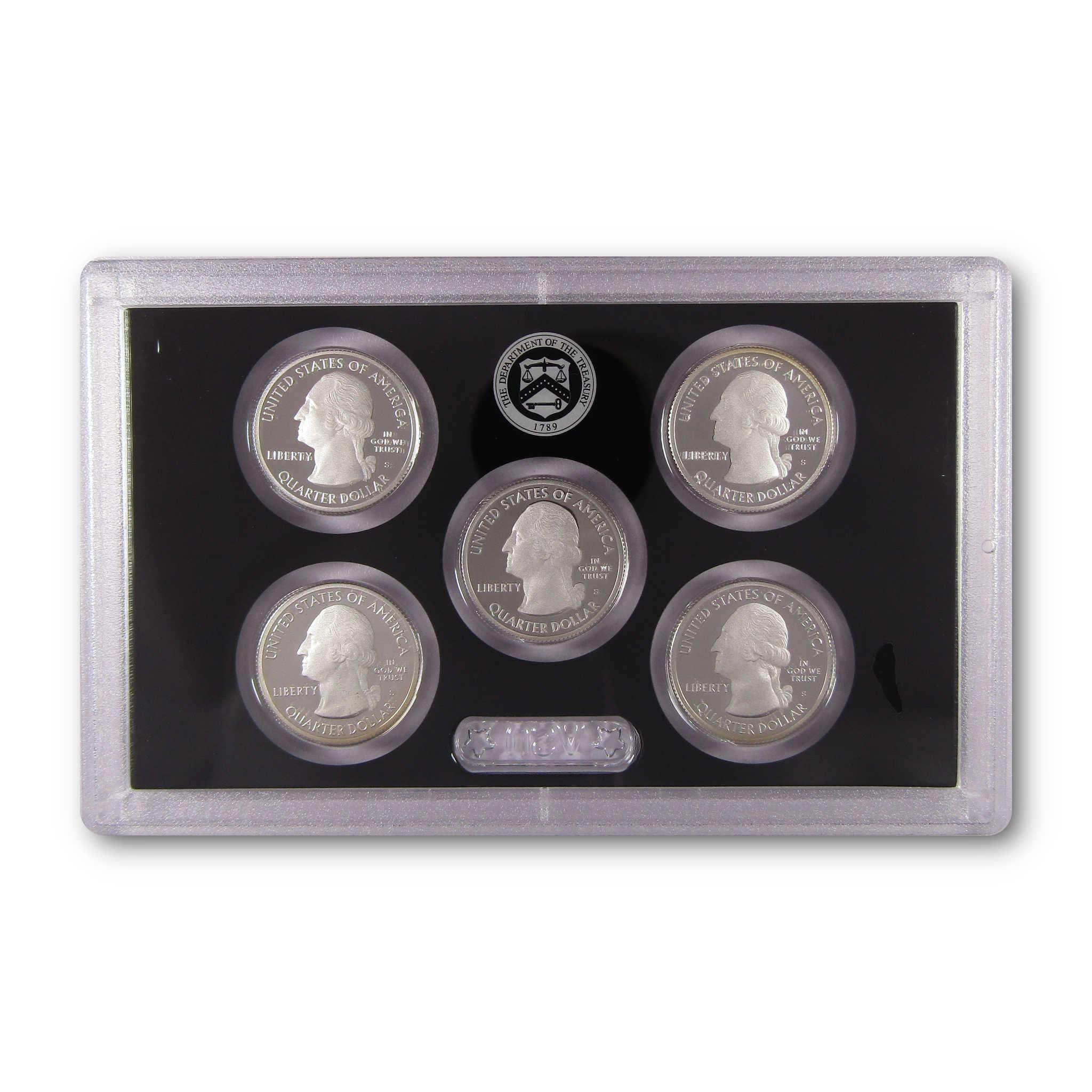 United States quarter dollar collectible coin set sealed in a clear display case