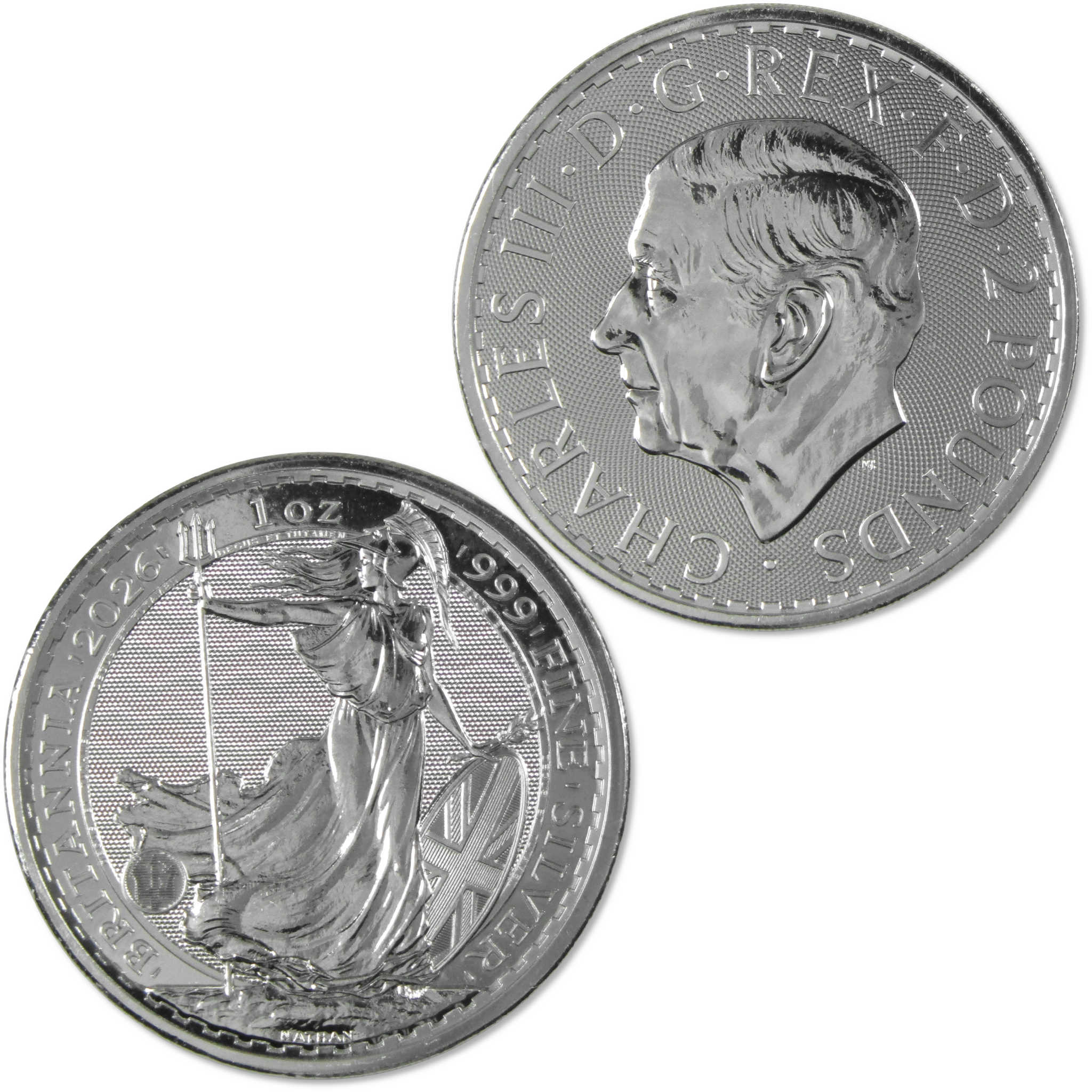 2026 UK Britannia £2 1 oz .999 Silver BU Brilliant Uncirculated Coin