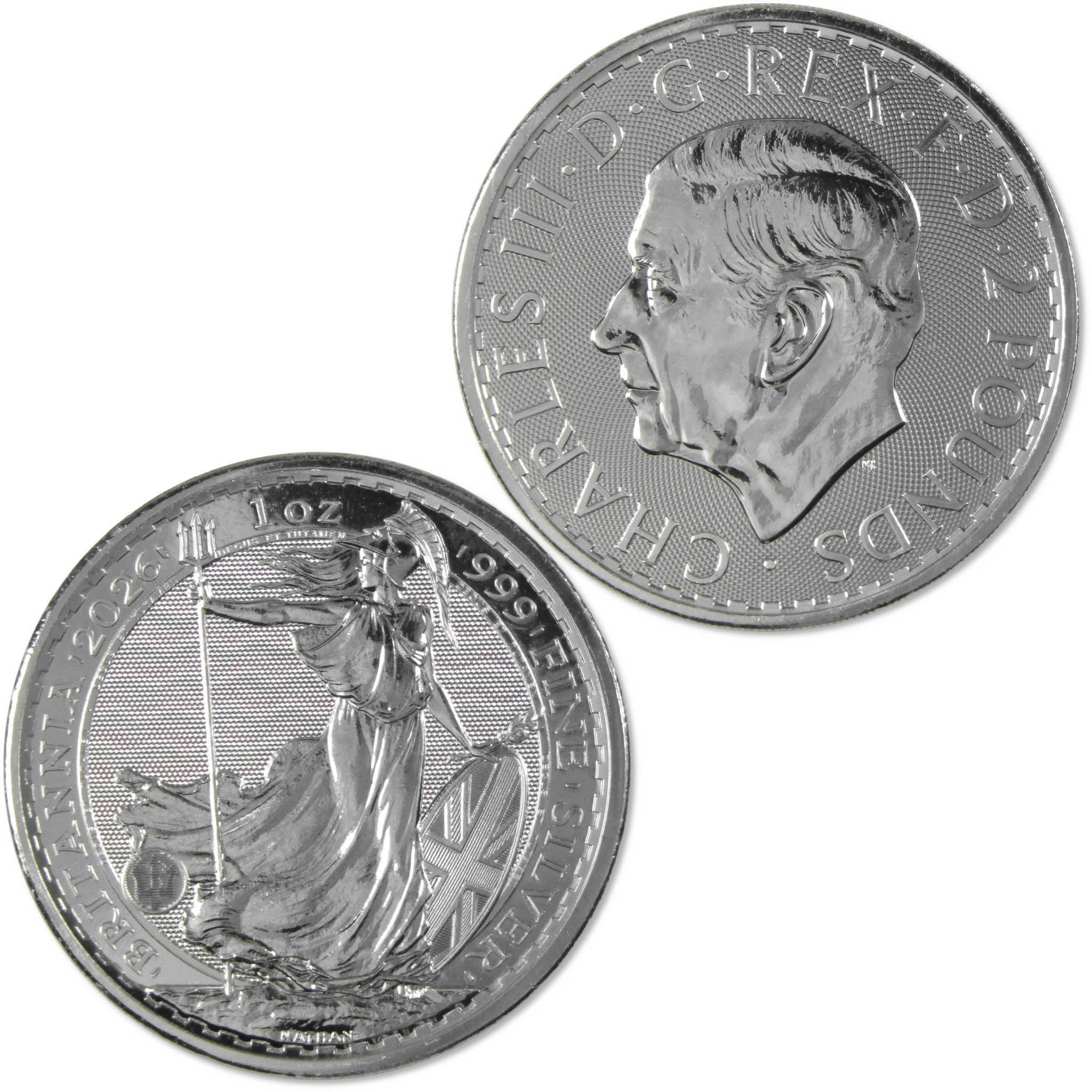 2026 UK Britannia £2 1 oz .999 Silver BU Brilliant Uncirculated Coin