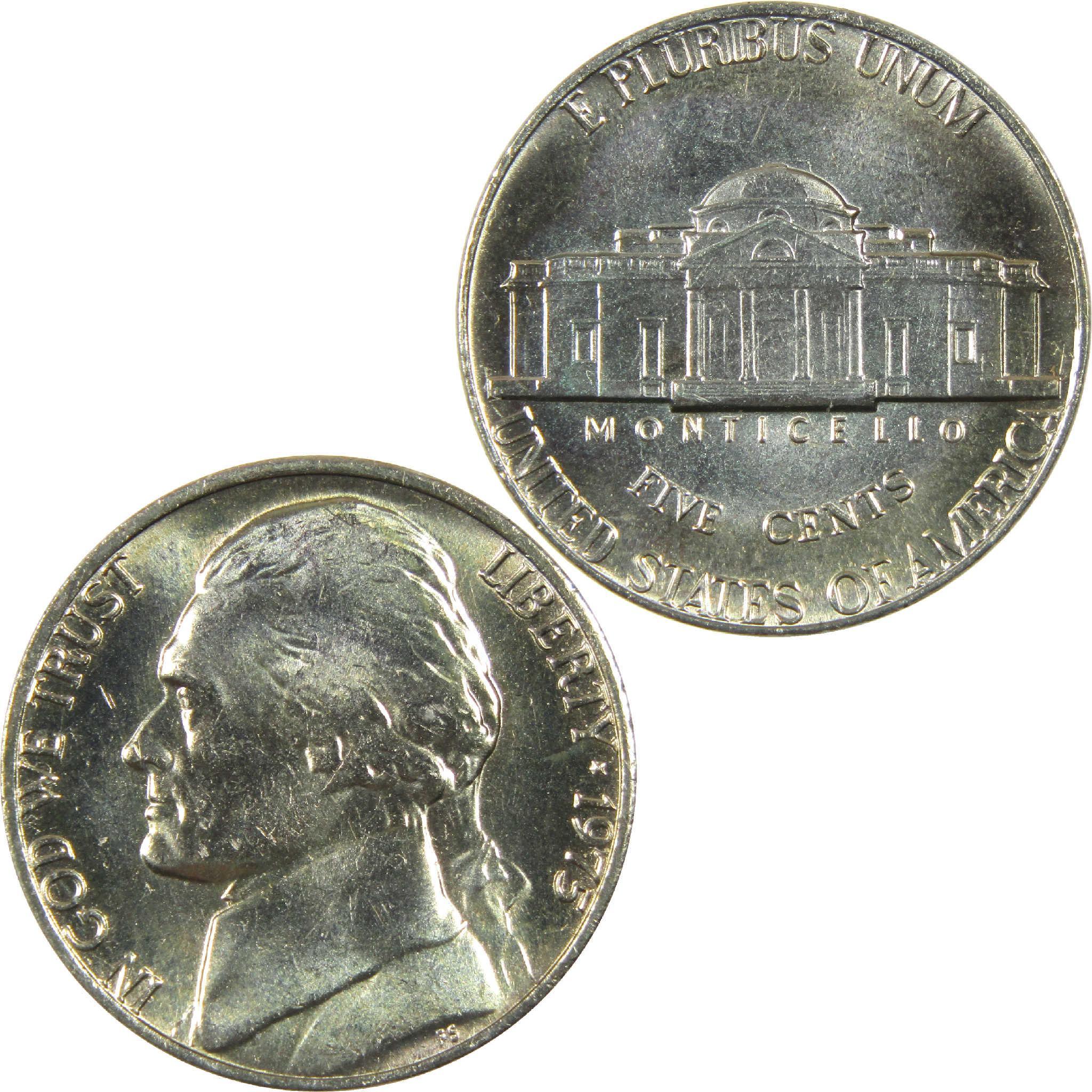 1975 Jefferson Nickel Uncirculated Mint State 5c Coin Collectible