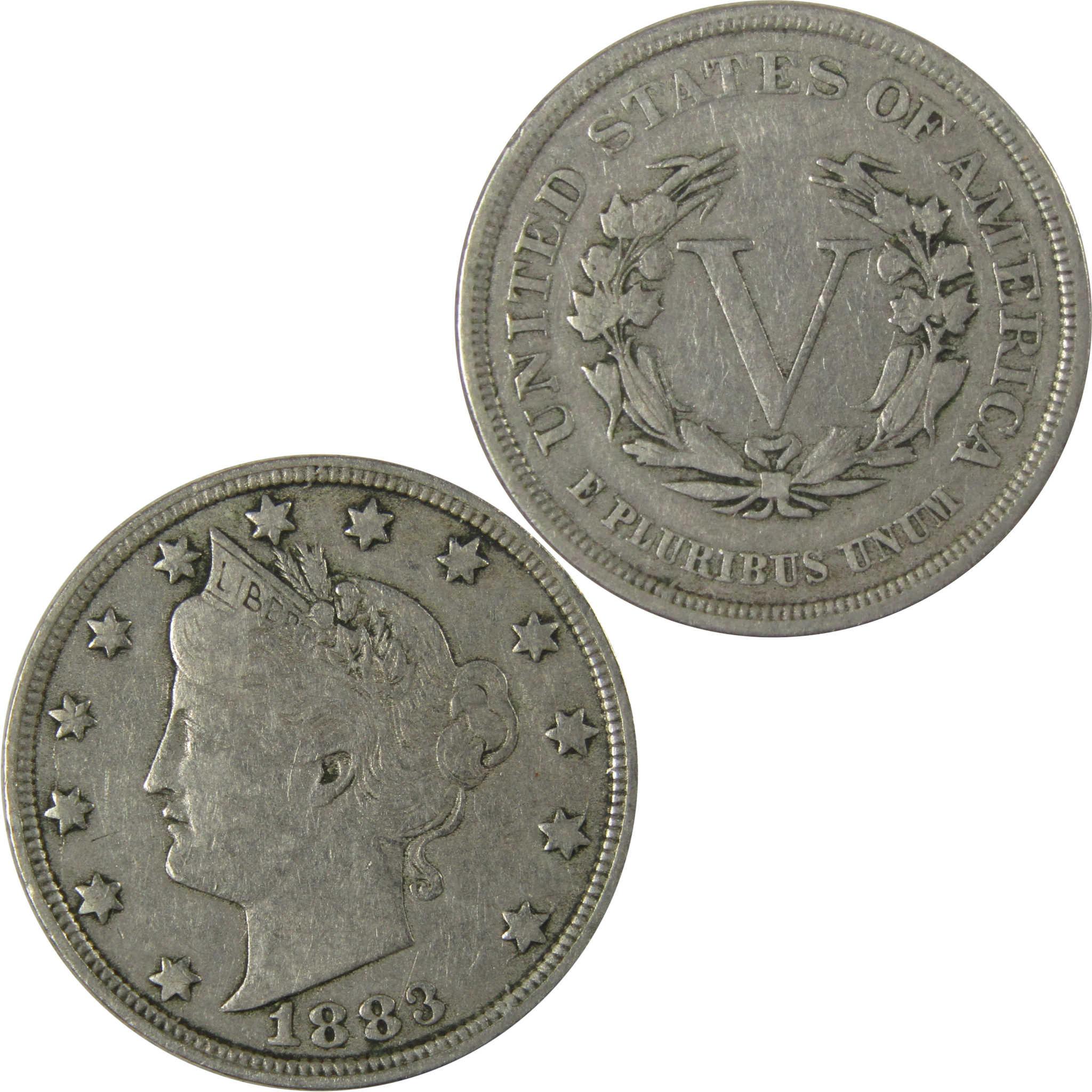 1883 No Cents Liberty Head V Nickel VF Very Fine 5c Coin SKU:I26530