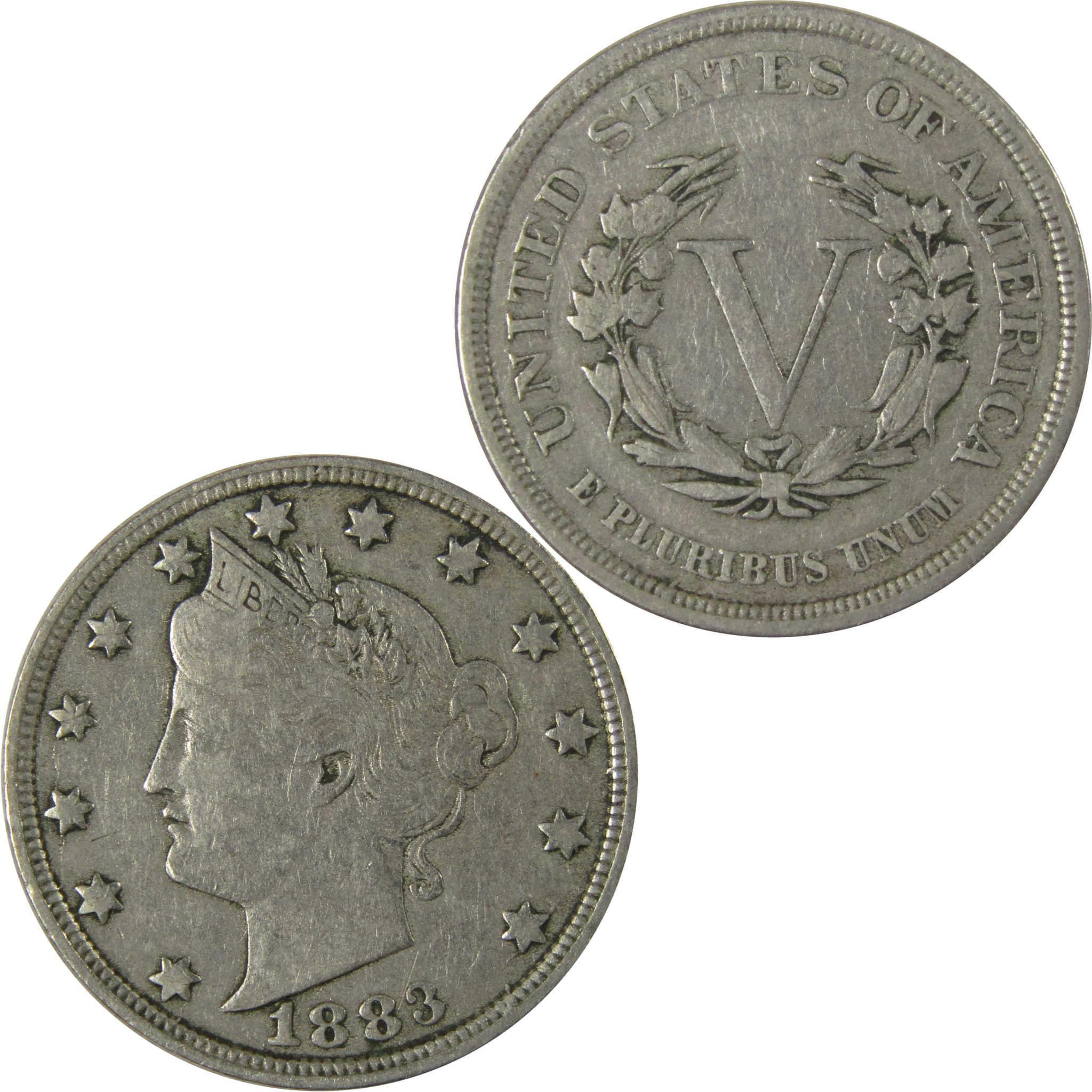 1883 No Cents Liberty Head V Nickel VF Very Fine 5c Coin SKU:I26530