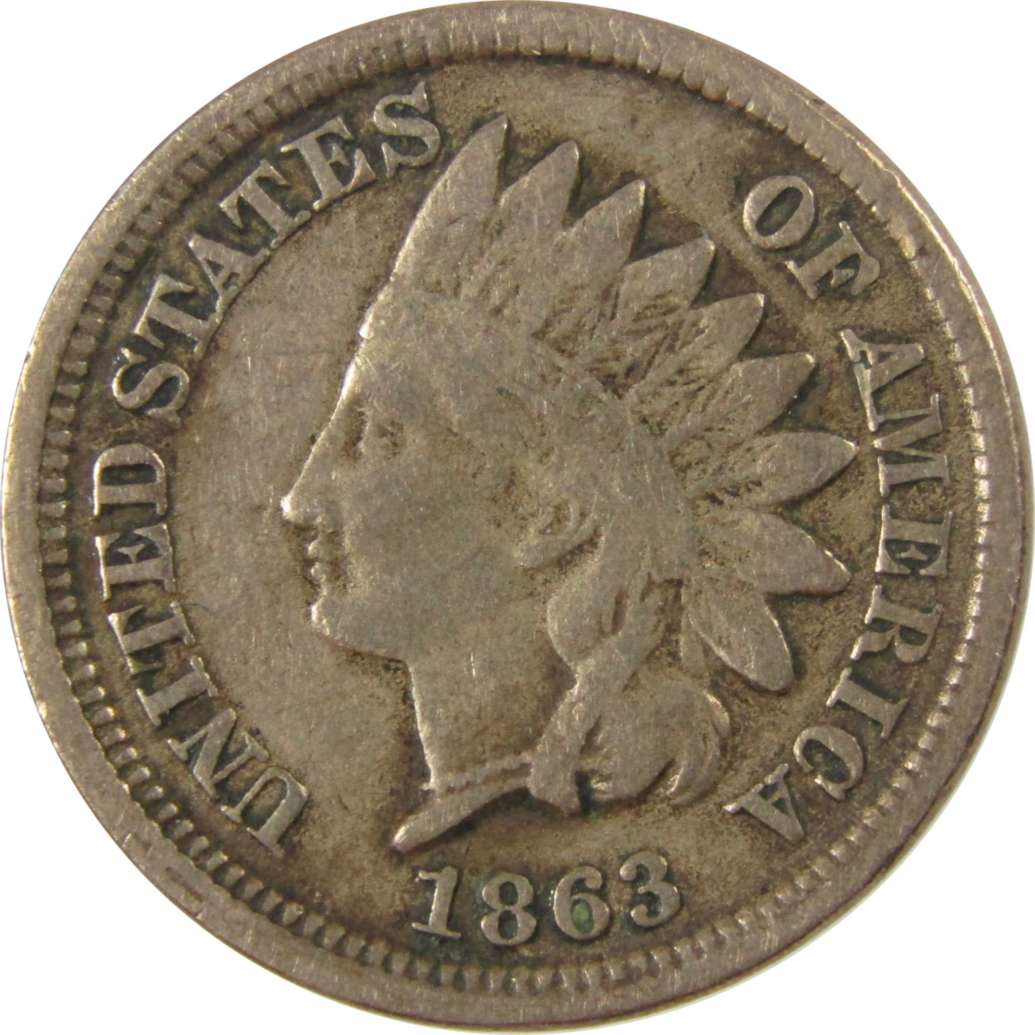 1863 Indian Head Cent VG Very Good Details Penny 1c Coin SKU:CP1237