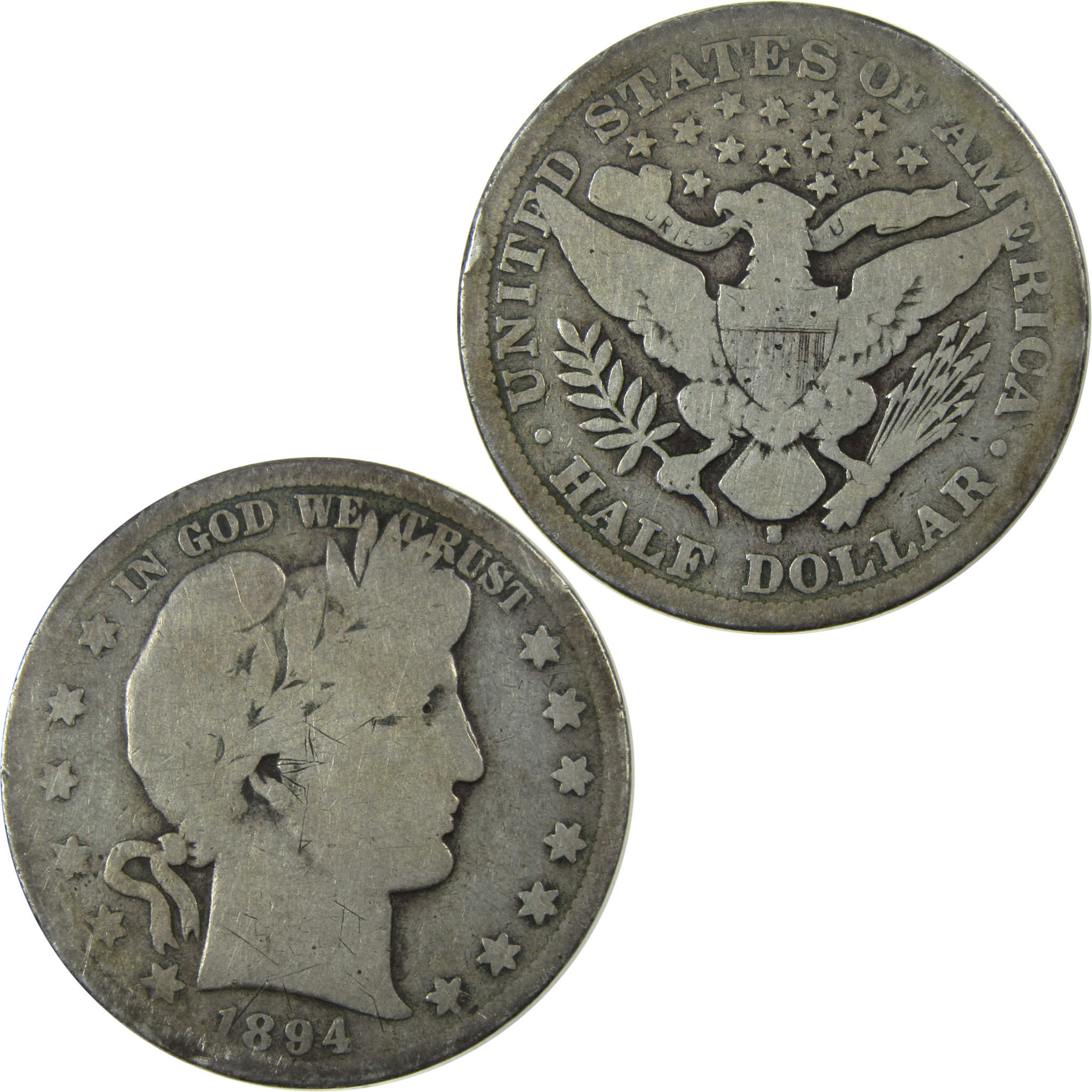 1894 S Barber Silver Half Dollar G Good Details 50c Coin SKU:I25812