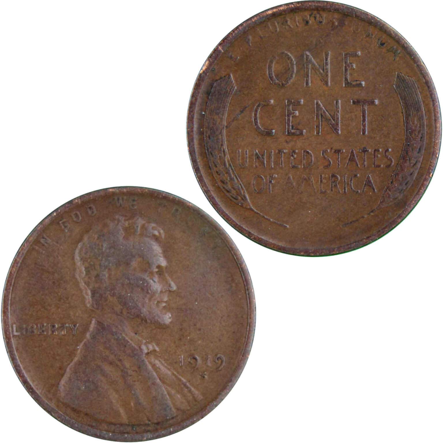 1919 S Lincoln Wheat Cent VF Very Fine Penny 1c Coin Collectible