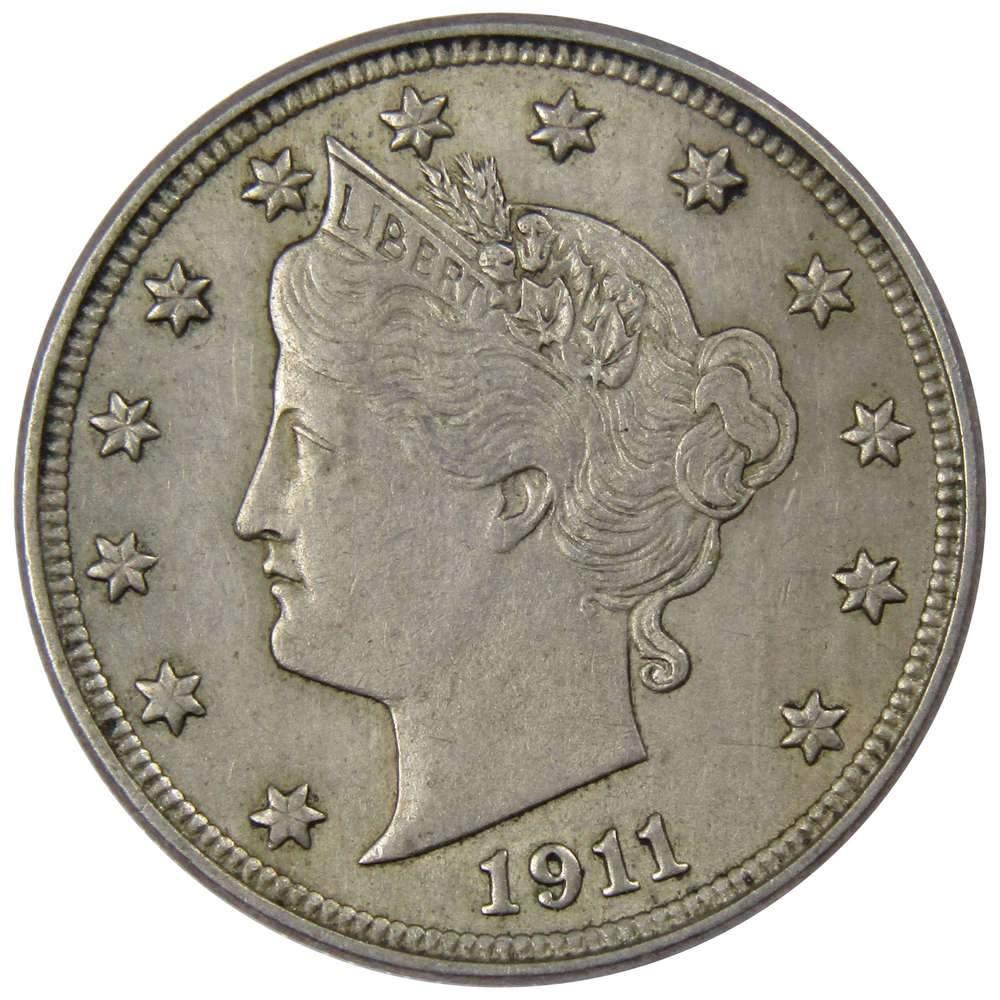 1911 Liberty Head V Nickel AU About Uncirculated 5c Coin