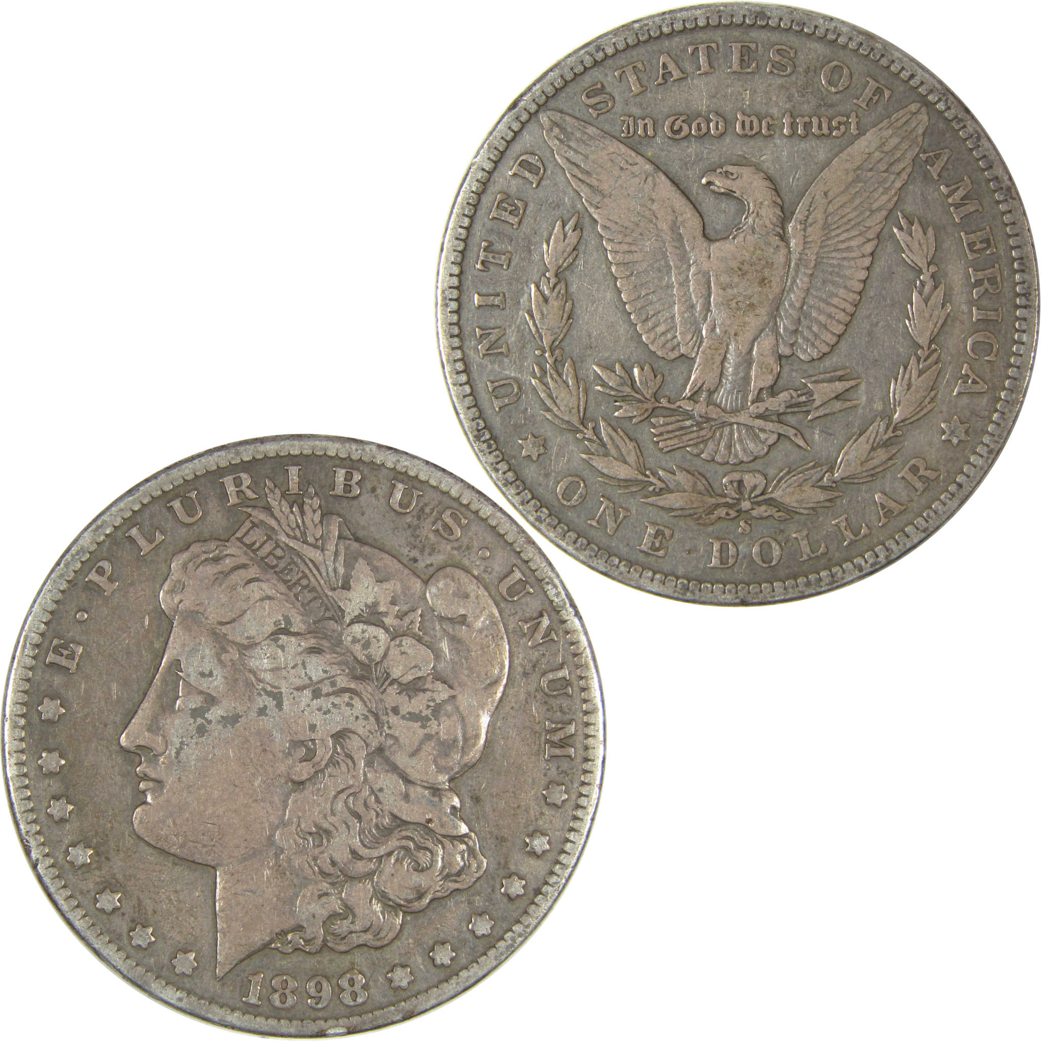 1898 S Morgan Dollar F Fine Silver $1 Coin SKU:I22559 - Morgan coin - Morgan silver dollar - Morgan silver dollar for sale - Profile Coins & Collectibles