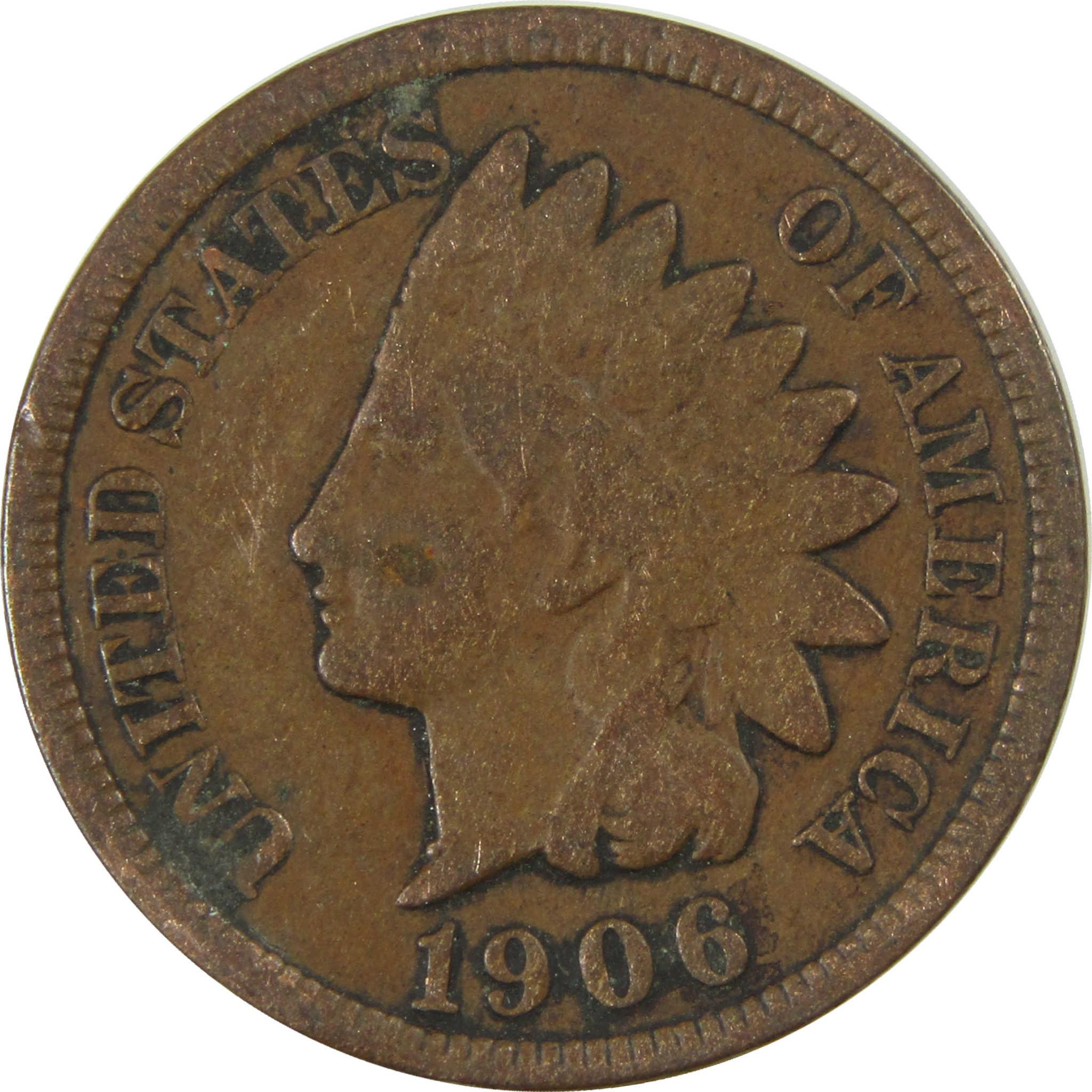 1906 Indian Head Cent VG Very Good Penny 1c Coin SKU:I27060
