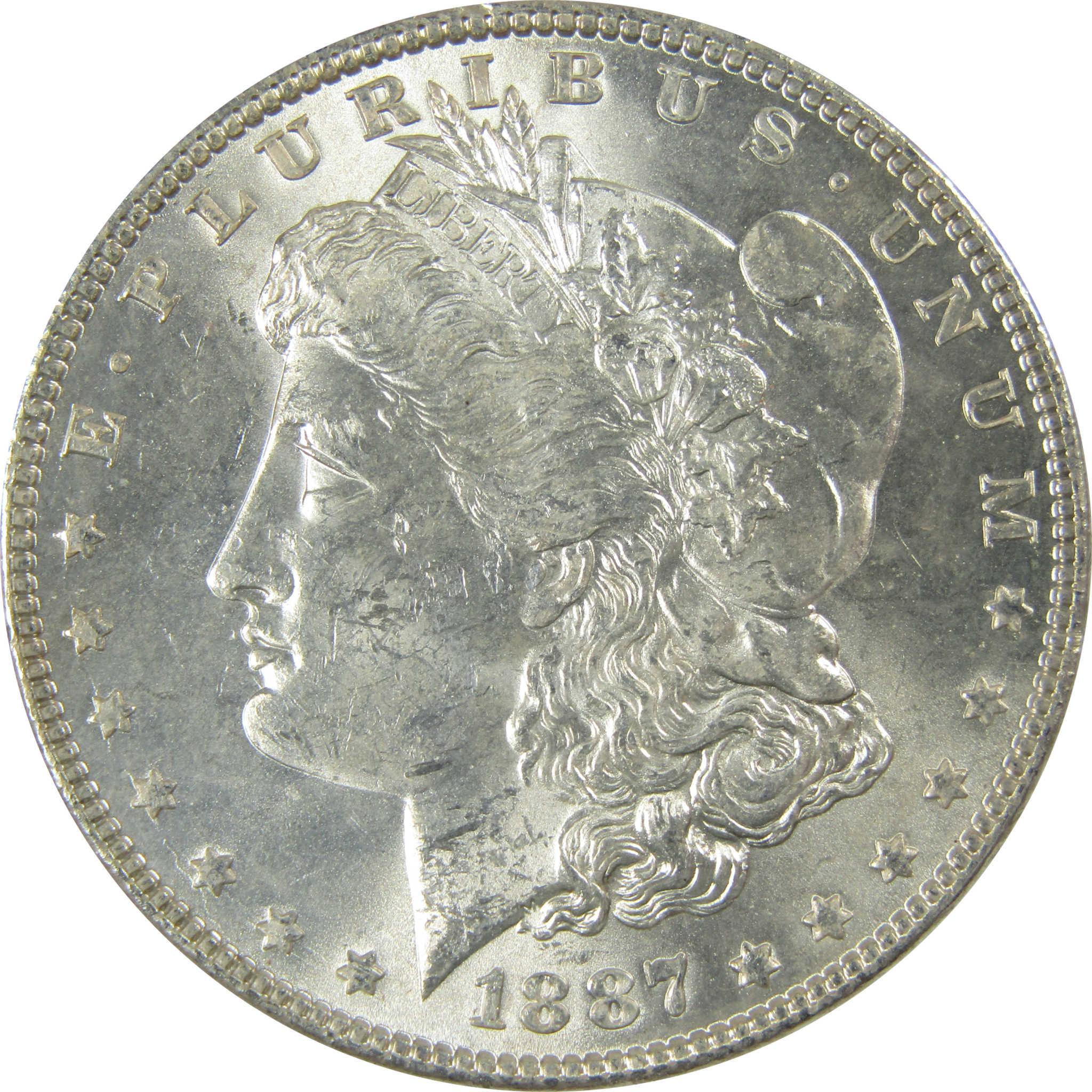 1887 Morgan Silver Dollar Uncirculated Mint State $1 Coin SKU:CP679 - Morgan coin - Morgan silver dollar - Morgan silver dollar for sale - Profile Coins & Collectibles