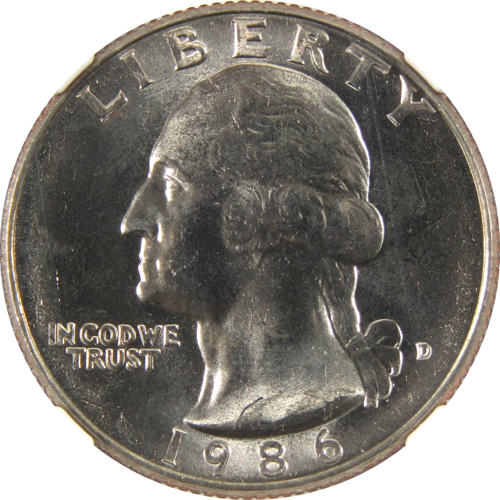 1986 D Washington Quarter MS 66 NGC Clad 25c Uncirculated SKU:I9505