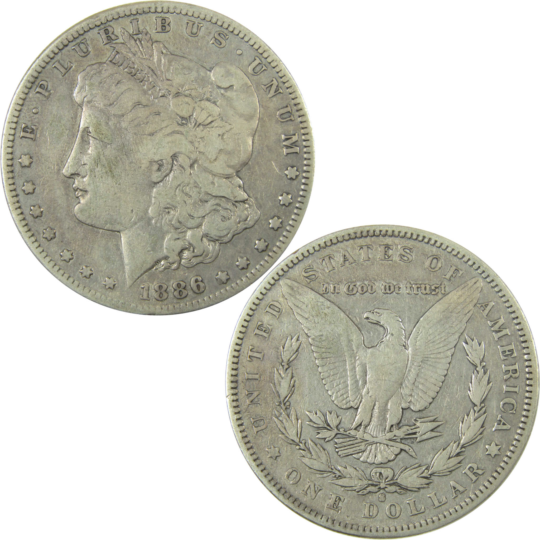 1886 S Morgan Silver Dollar F Fine Details $1 Coin SKU:CP1625