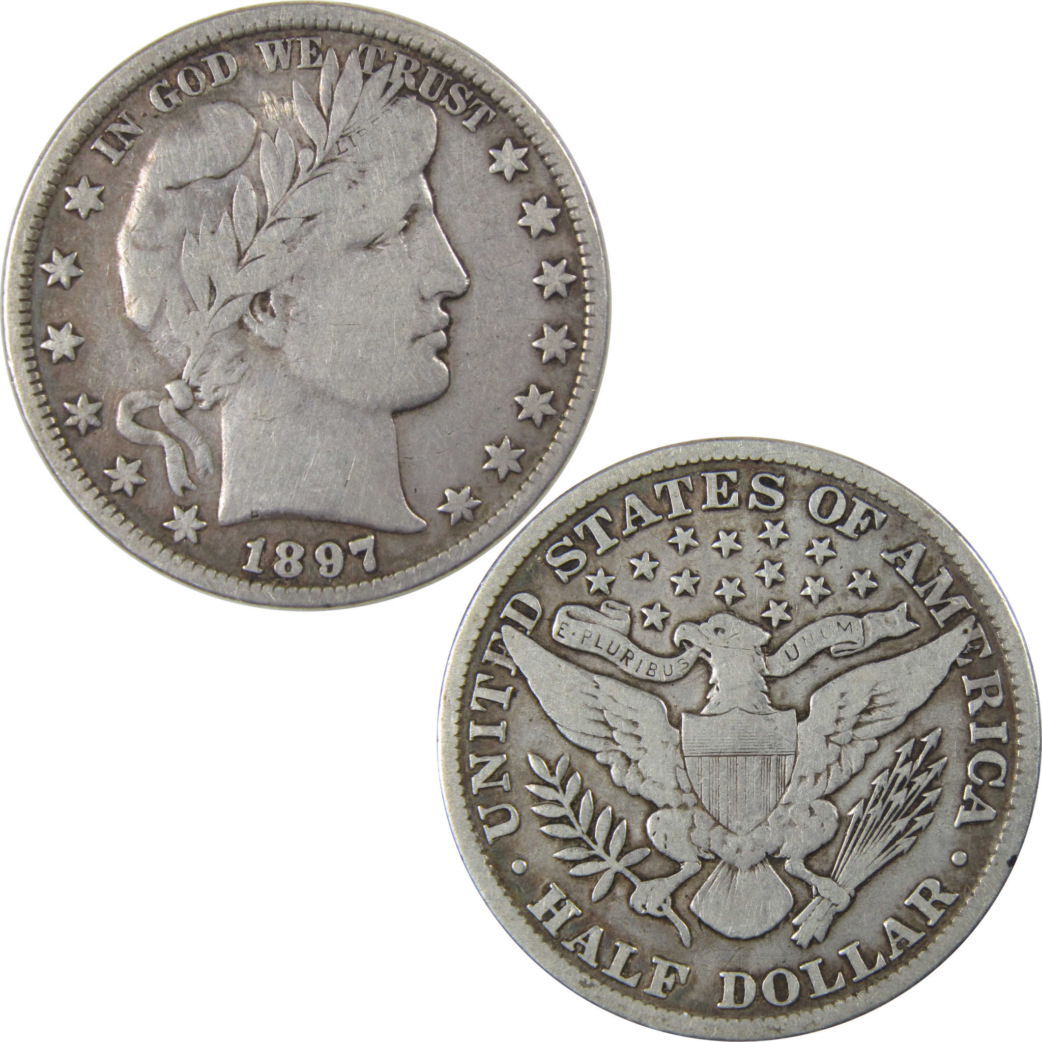 1897 Barber Half Dollar F Fine Silver 50c Coin Collectible SKU:I23480