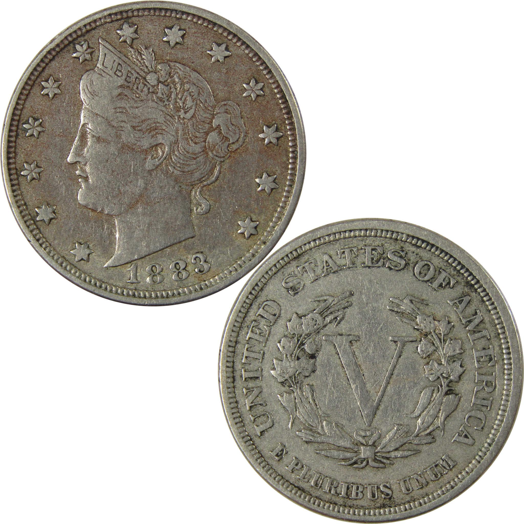1883 No Cents Liberty Head V Nickel VF Very Fine 5c Coin SKU:I26528