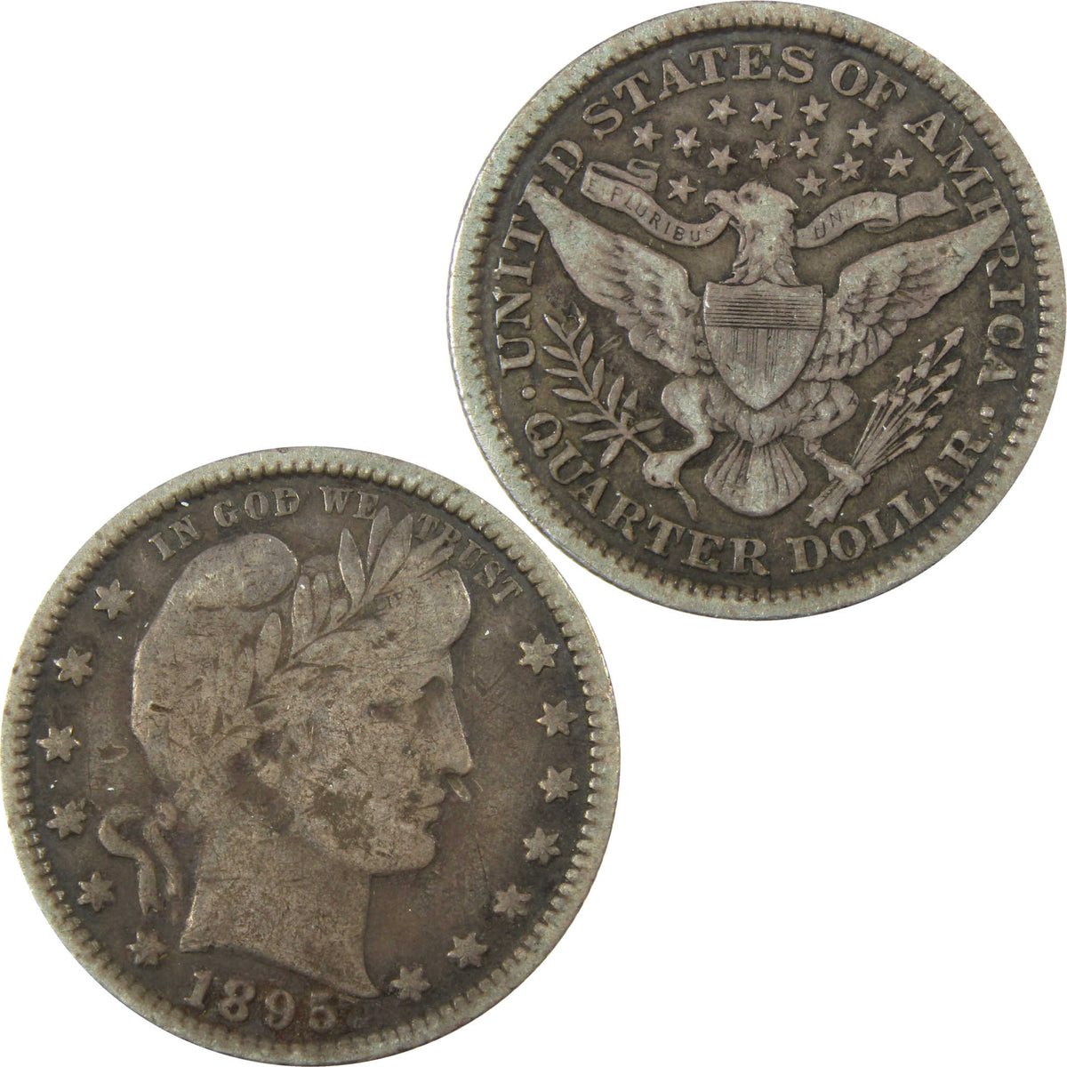 1895 Barber Silver Quarter F Fine Details 25c Coin SKU:I28541